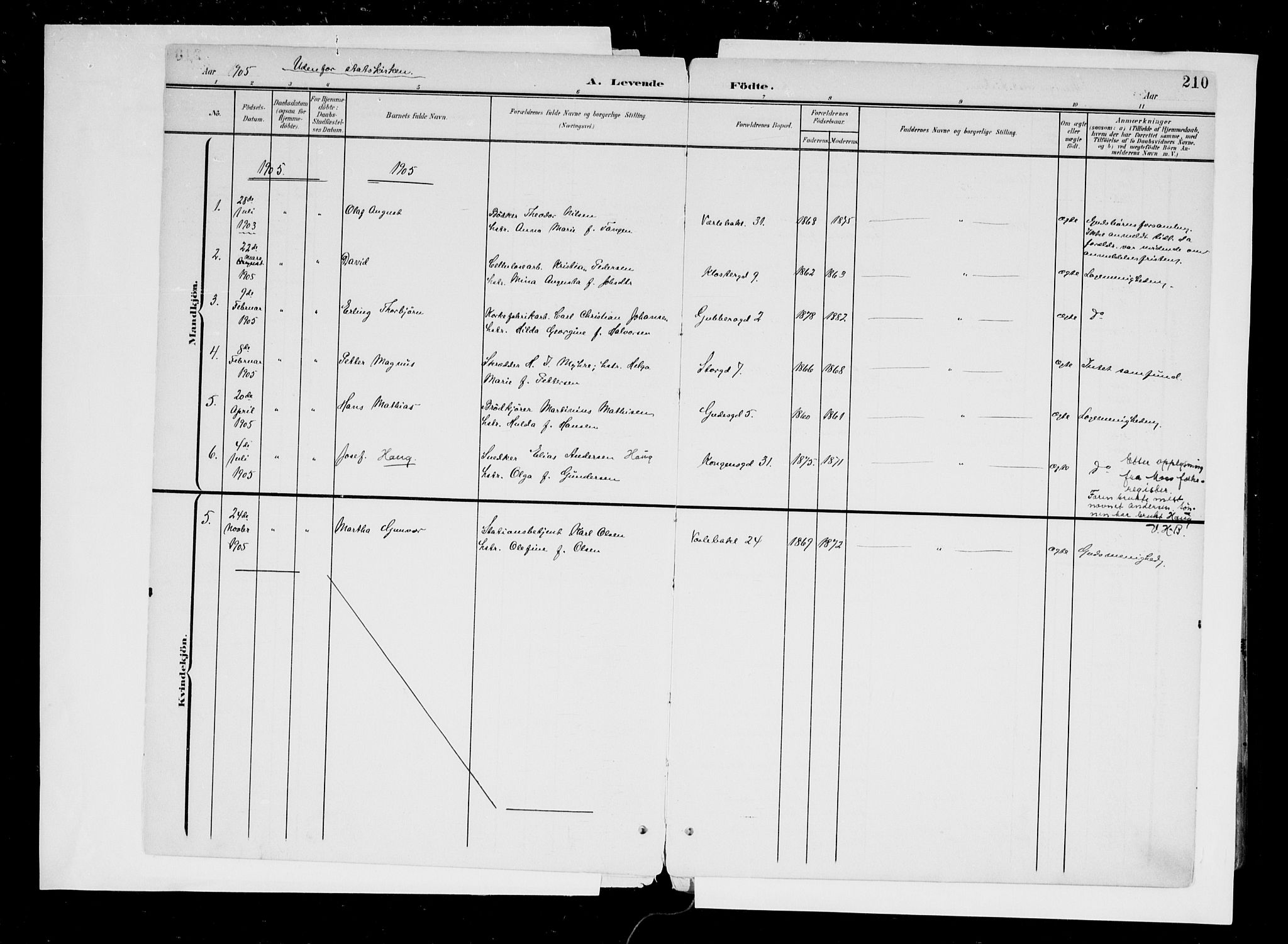 Moss prestekontor Kirkebøker, AV/SAO-A-2003/F/Fb/L0004: Parish register (official) no. II 4, 1902-1912, p. 210