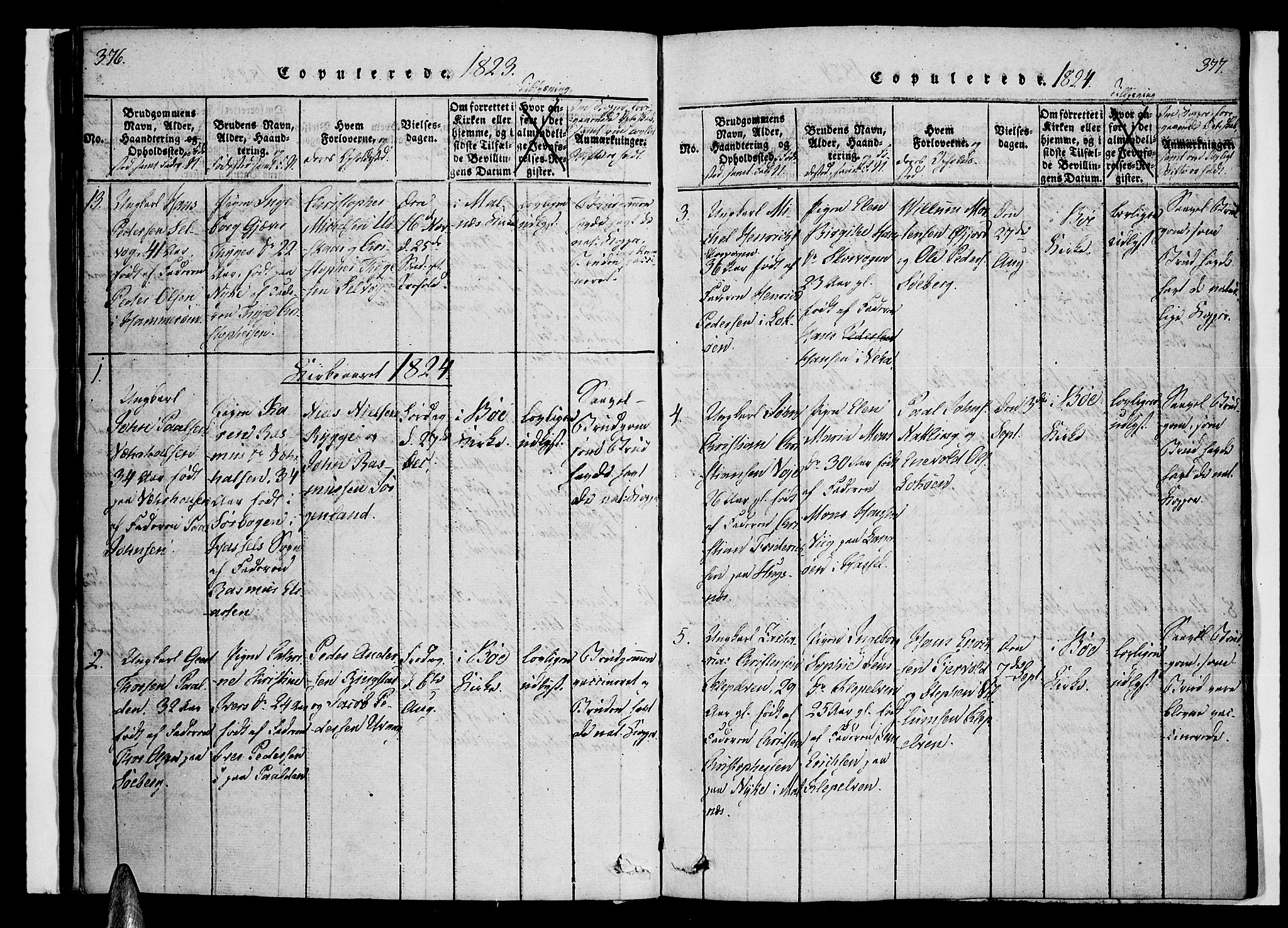 Ministerialprotokoller, klokkerbøker og fødselsregistre - Nordland, AV/SAT-A-1459/891/L1298: Parish register (official) no. 891A03, 1820-1840, p. 376-377