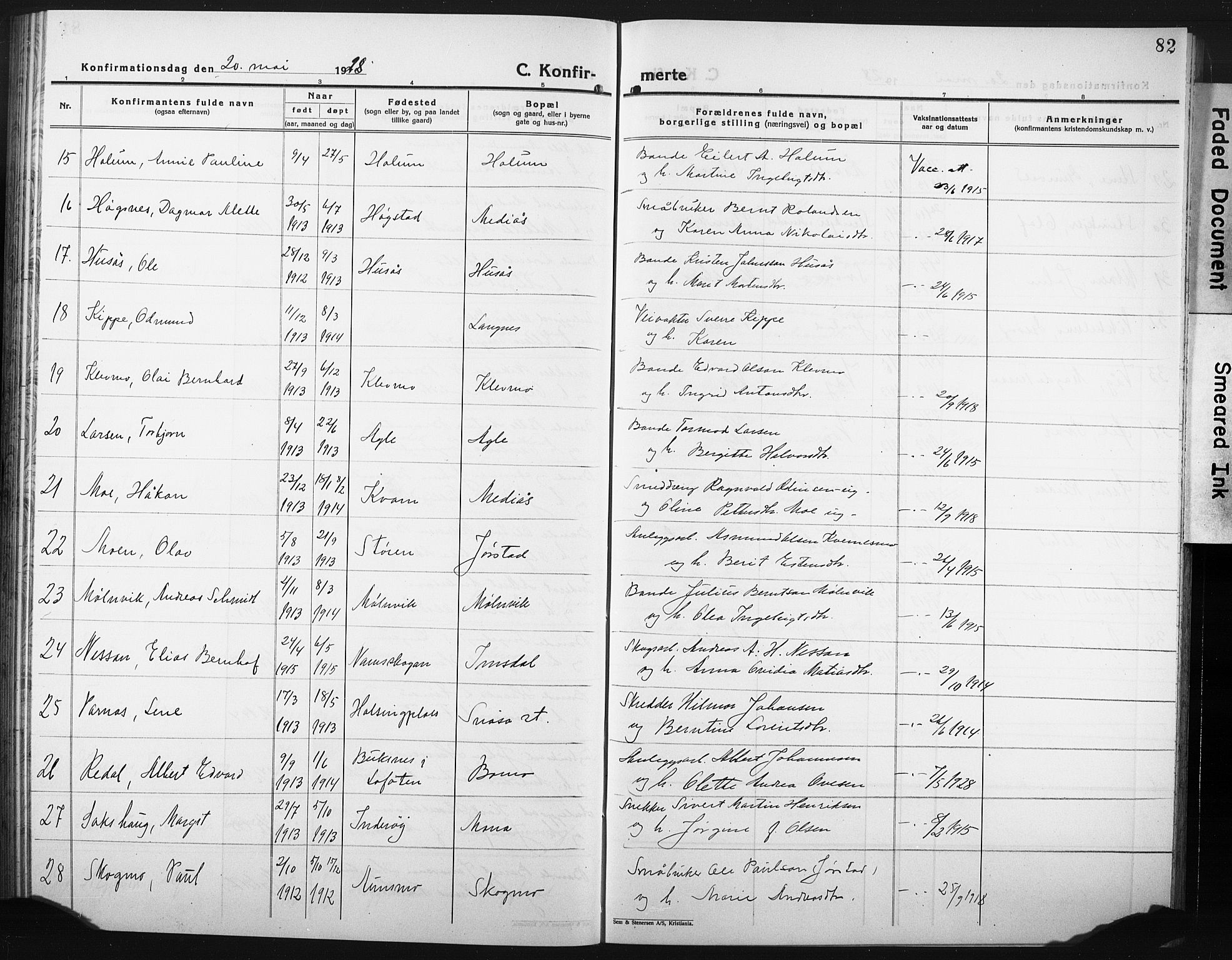 Ministerialprotokoller, klokkerbøker og fødselsregistre - Nord-Trøndelag, SAT/A-1458/749/L0480: Parish register (copy) no. 749C02, 1924-1932, p. 82