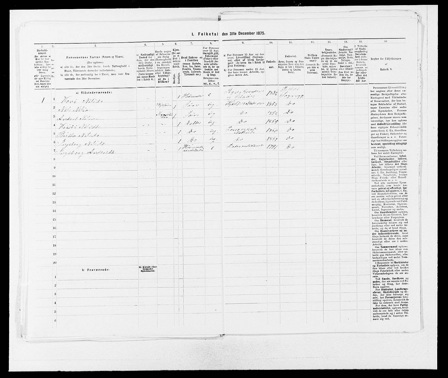 SAB, 1875 census for 1246P Fjell, 1875, p. 228