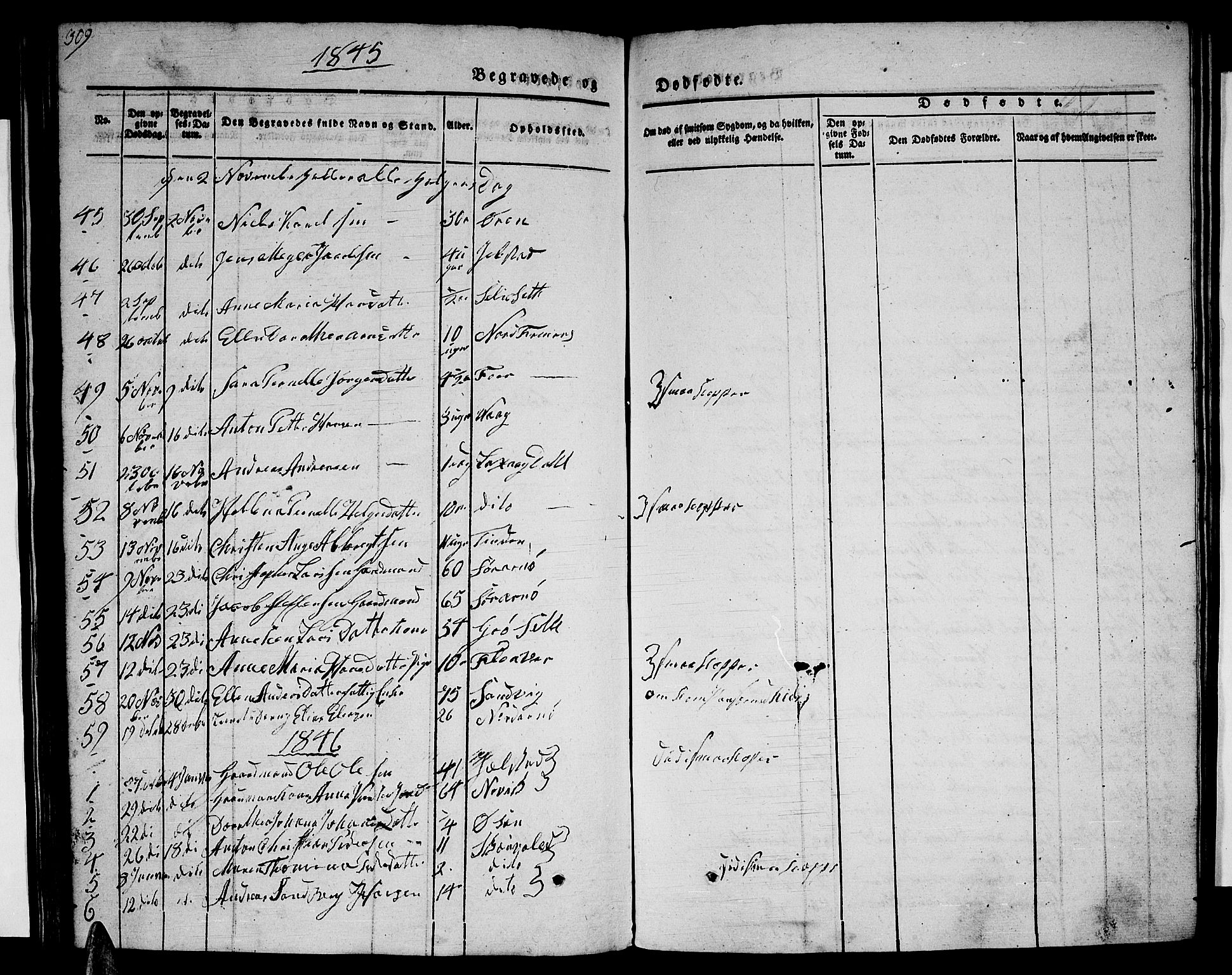 Ministerialprotokoller, klokkerbøker og fødselsregistre - Nordland, SAT/A-1459/805/L0106: Parish register (copy) no. 805C02, 1841-1861, p. 309