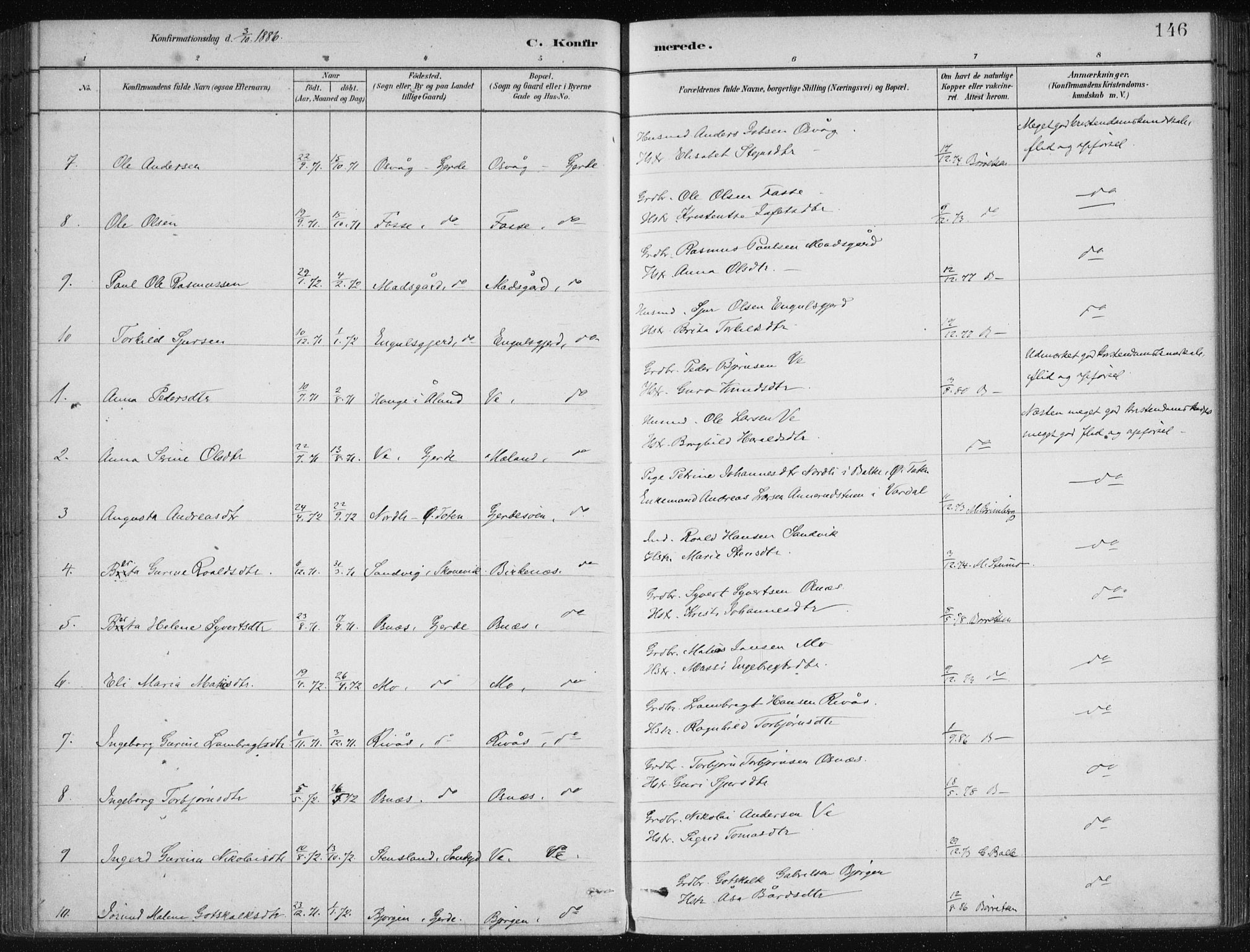 Etne sokneprestembete, SAB/A-75001/H/Haa: Parish register (official) no. C  1, 1879-1919, p. 146