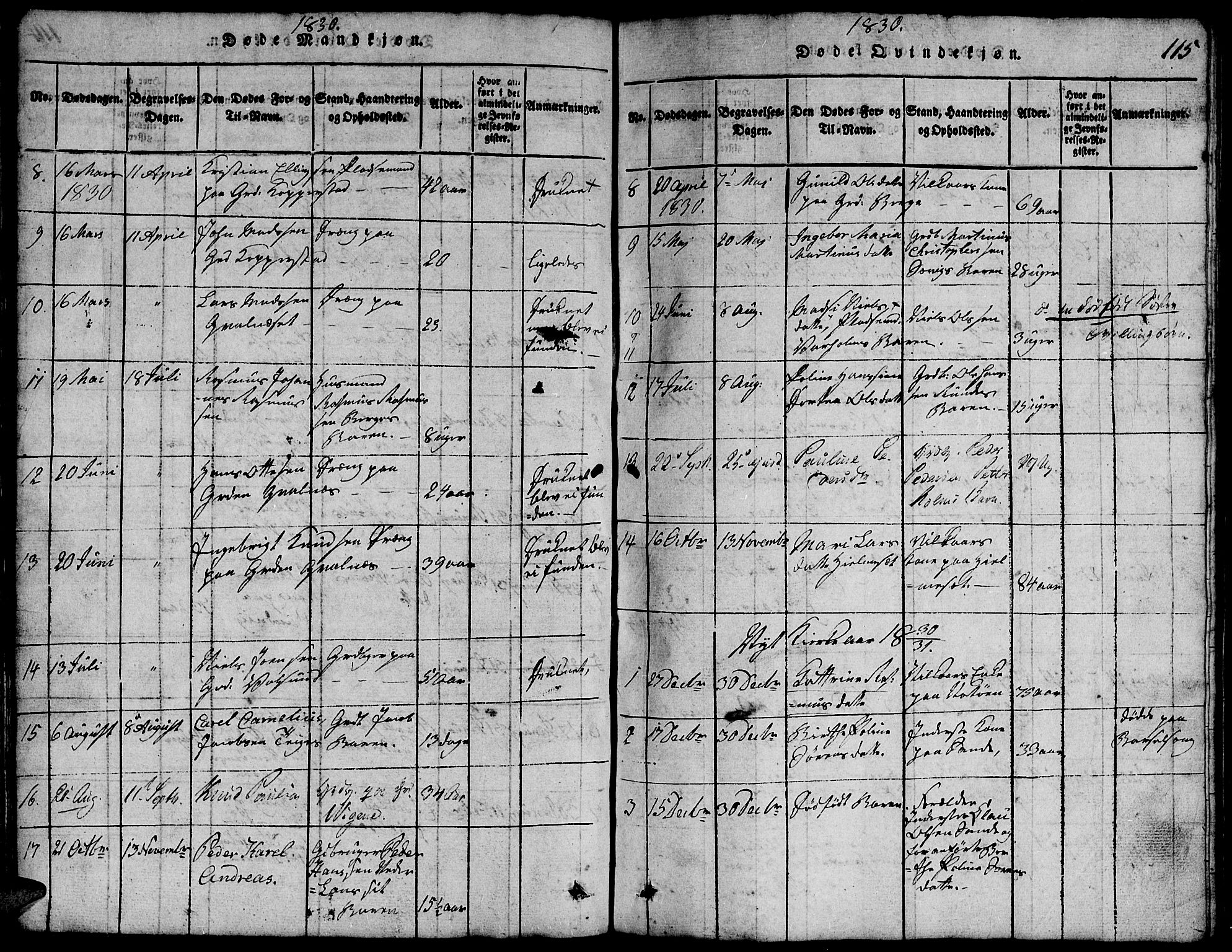 Ministerialprotokoller, klokkerbøker og fødselsregistre - Møre og Romsdal, SAT/A-1454/507/L0078: Parish register (copy) no. 507C01, 1816-1840, p. 115