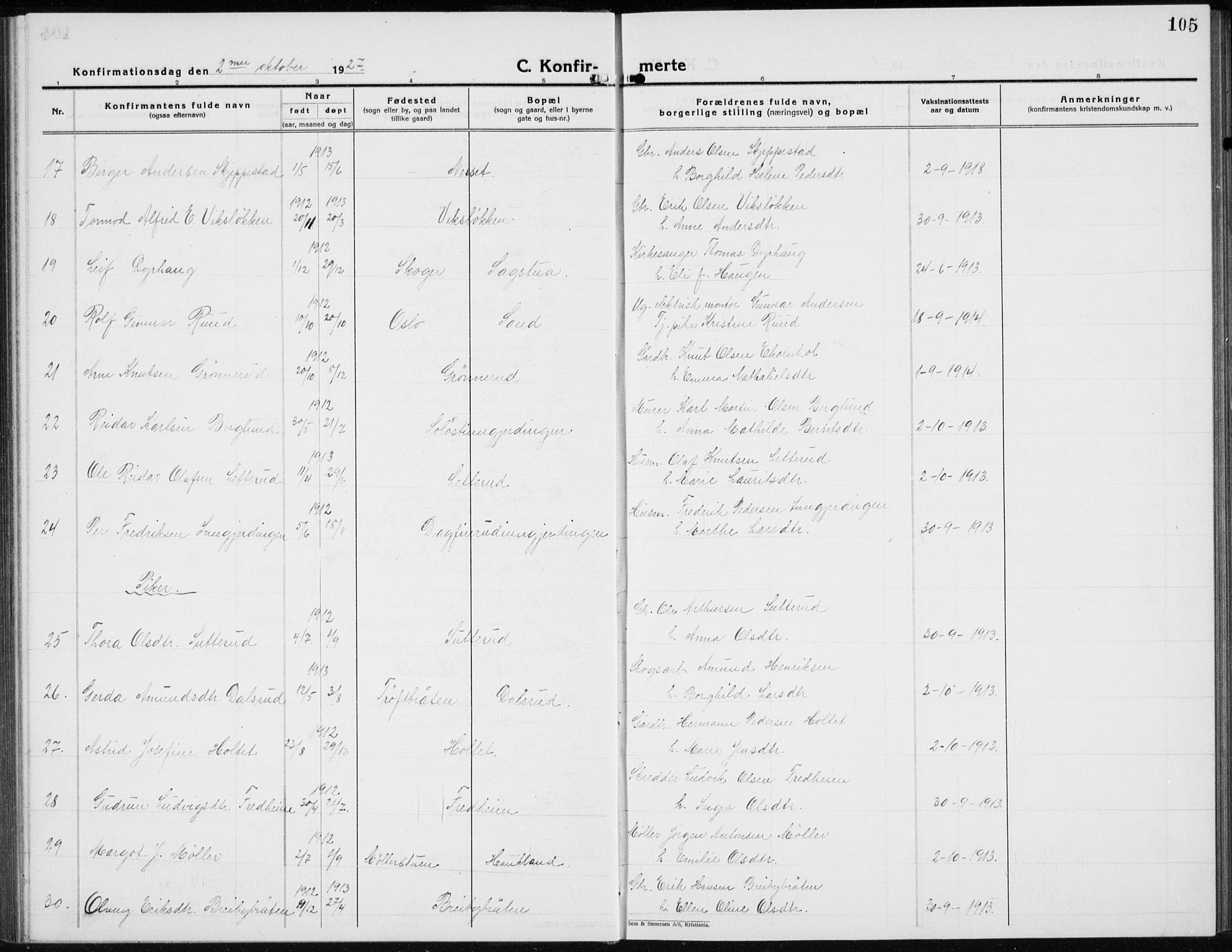 Nord-Odal prestekontor, AV/SAH-PREST-032/H/Ha/Hab/L0005: Parish register (copy) no. 5, 1924-1938, p. 105