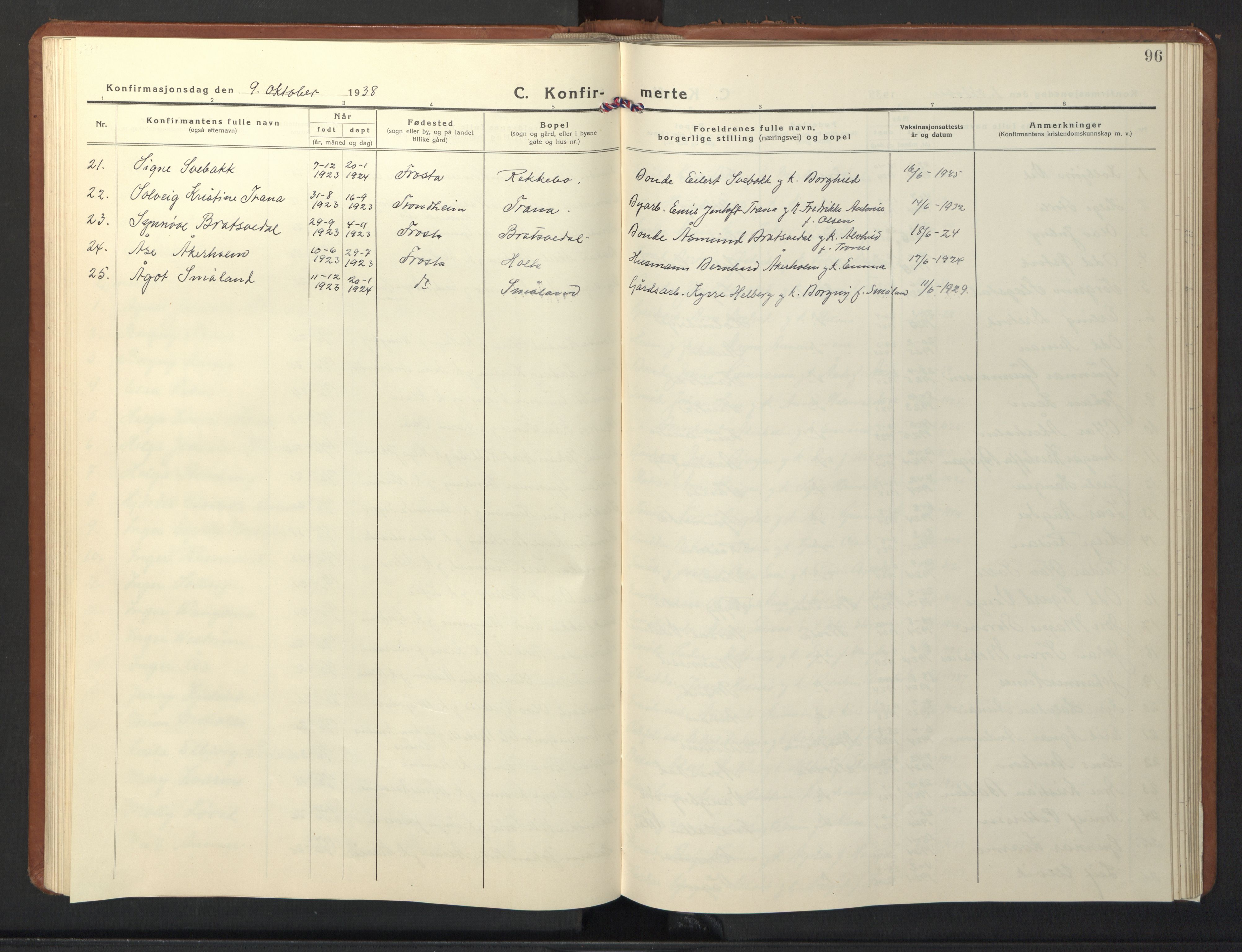 Ministerialprotokoller, klokkerbøker og fødselsregistre - Nord-Trøndelag, AV/SAT-A-1458/713/L0125: Parish register (copy) no. 713C02, 1931-1941, p. 96
