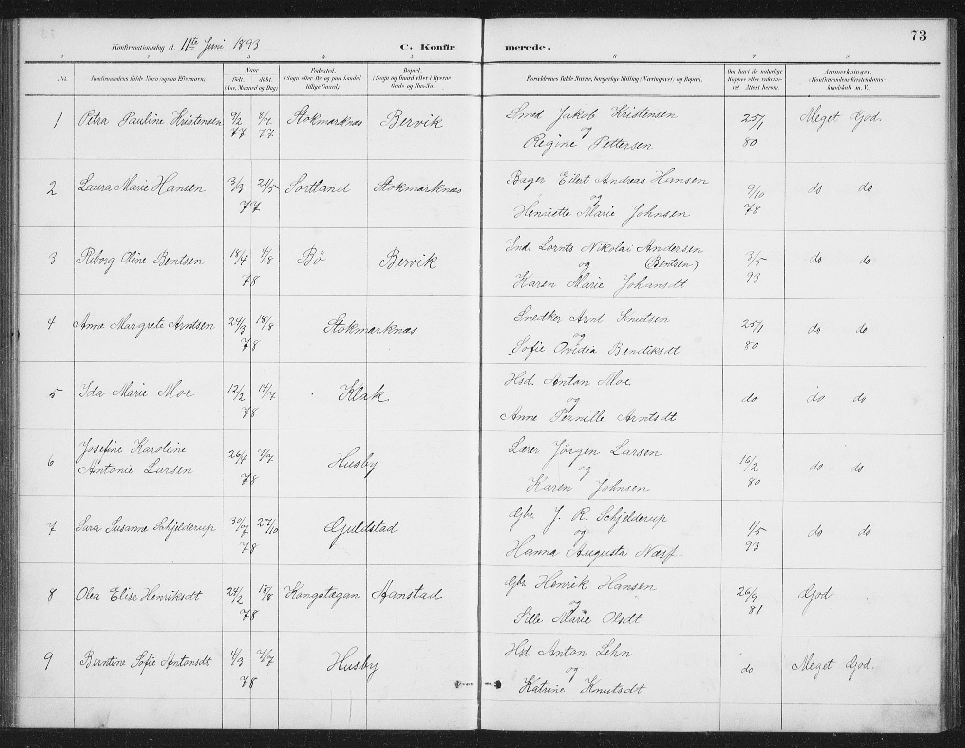 Ministerialprotokoller, klokkerbøker og fødselsregistre - Nordland, SAT/A-1459/888/L1245: Parish register (official) no. 888A11, 1888-1900, p. 73