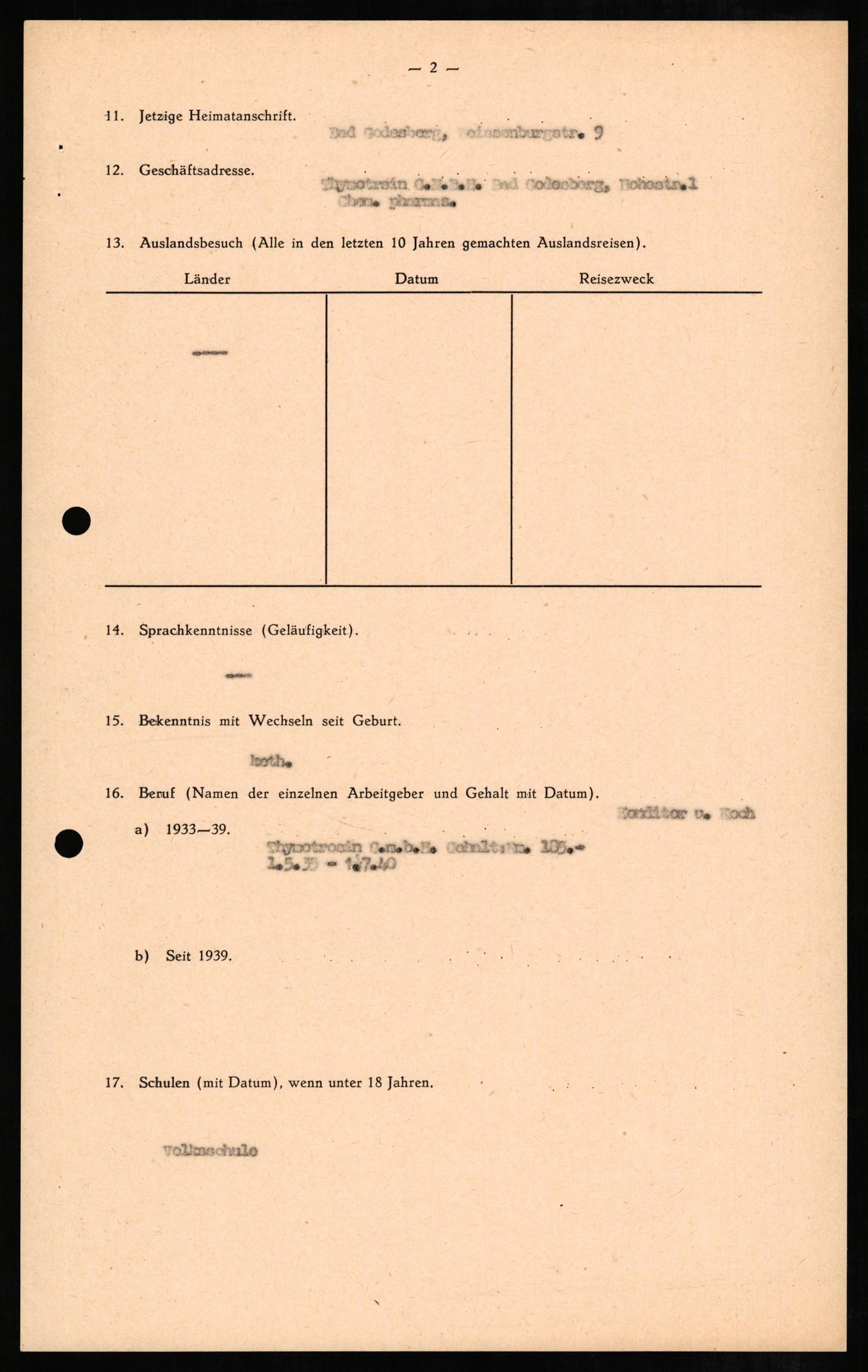 Forsvaret, Forsvarets overkommando II, AV/RA-RAFA-3915/D/Db/L0006: CI Questionaires. Tyske okkupasjonsstyrker i Norge. Tyskere., 1945-1946, p. 265