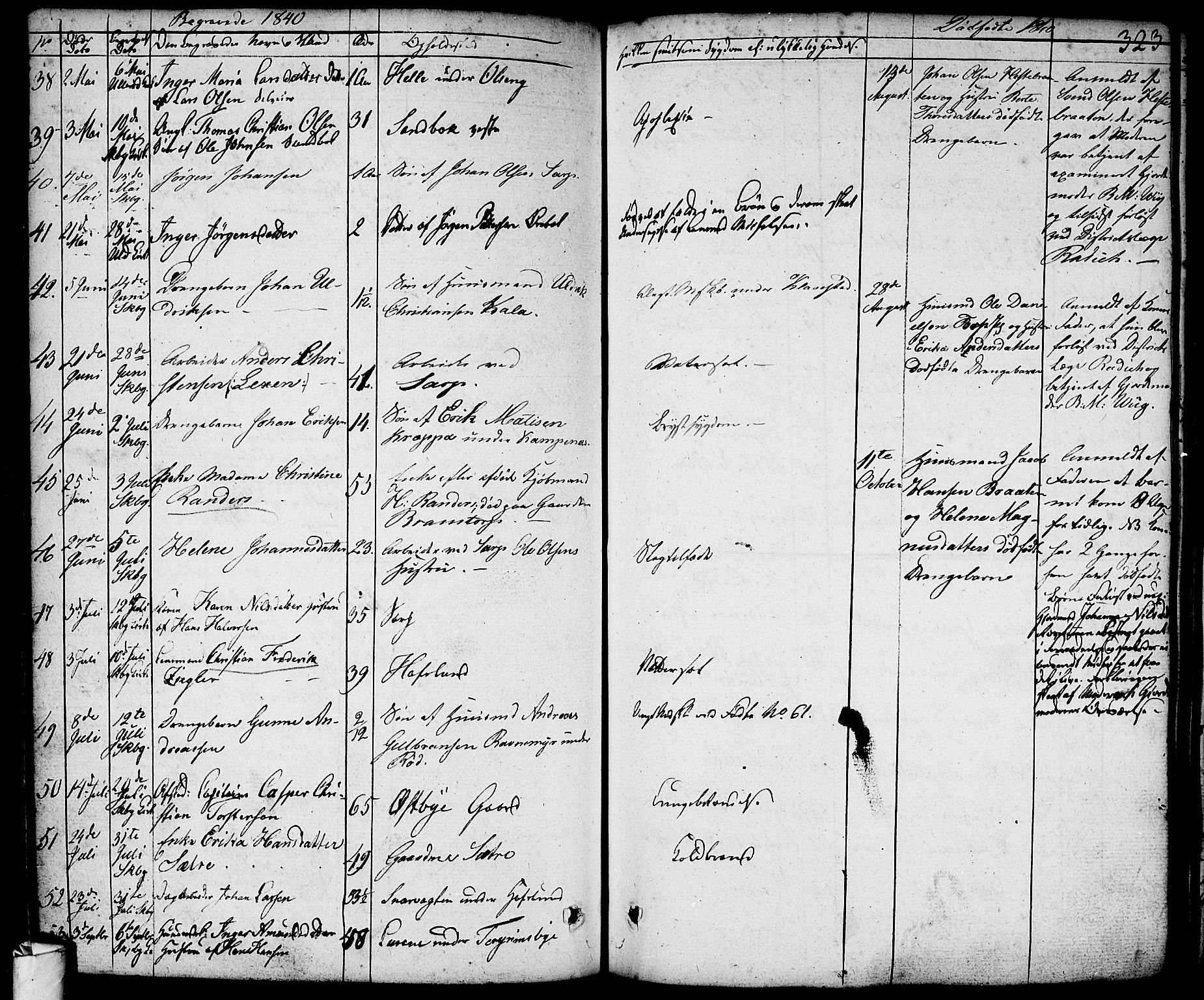 Skjeberg prestekontor Kirkebøker, AV/SAO-A-10923/F/Fa/L0005: Parish register (official) no. I 5, 1830-1845, p. 323