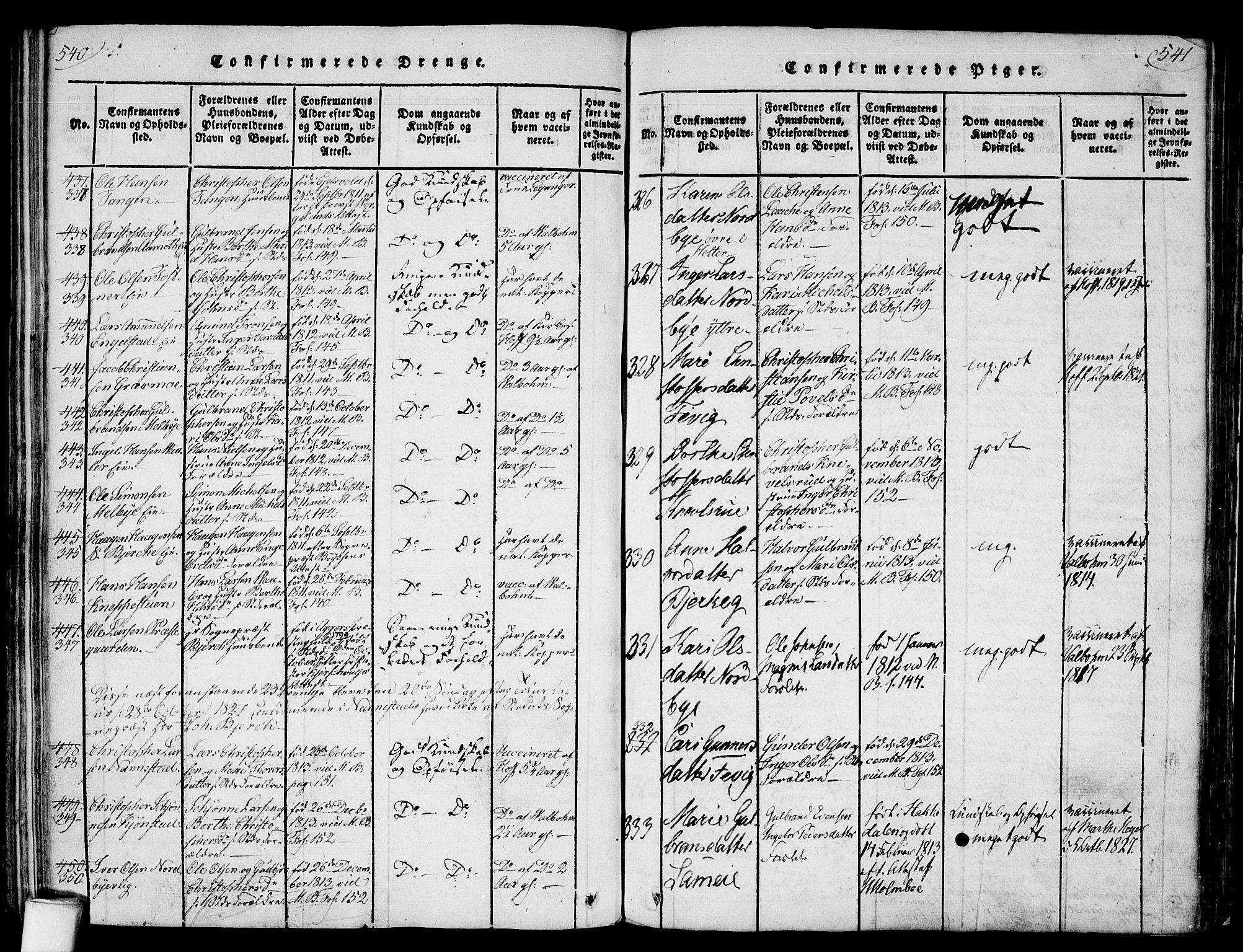 Nannestad prestekontor Kirkebøker, AV/SAO-A-10414a/F/Fa/L0009: Parish register (official) no. I 9, 1815-1840, p. 540-541