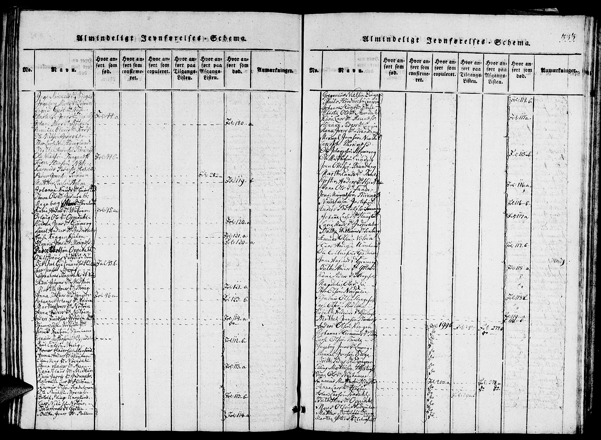 Gulen sokneprestembete, AV/SAB-A-80201/H/Haa/Haaa/L0018: Parish register (official) no. A 18, 1816-1825, p. 333