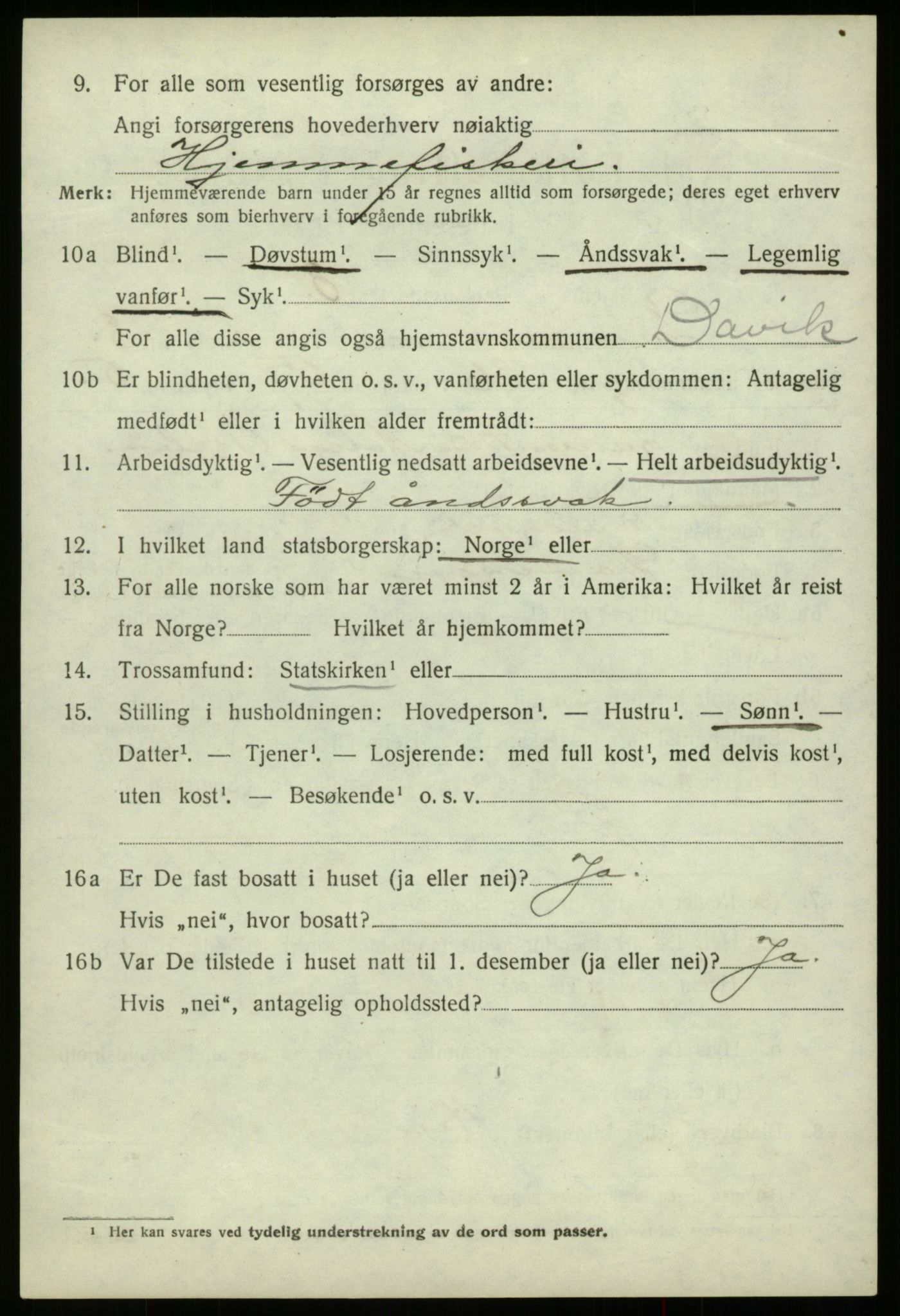 SAB, 1920 census for Davik, 1920, p. 4676