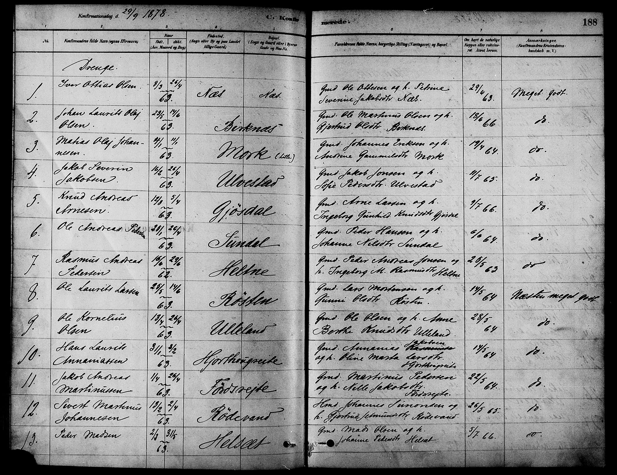 Ministerialprotokoller, klokkerbøker og fødselsregistre - Møre og Romsdal, AV/SAT-A-1454/511/L0141: Parish register (official) no. 511A08, 1878-1890, p. 188