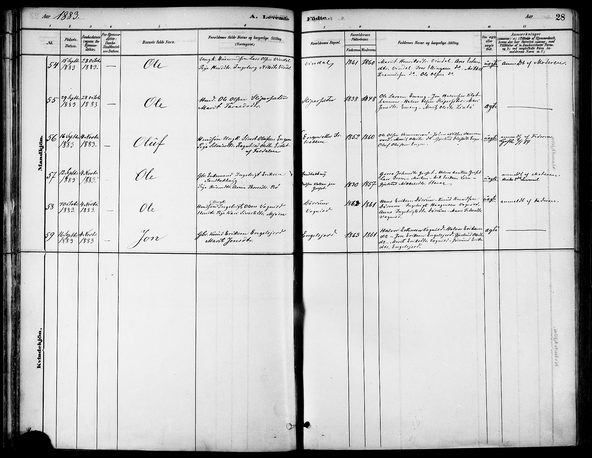 Ministerialprotokoller, klokkerbøker og fødselsregistre - Sør-Trøndelag, AV/SAT-A-1456/678/L0901: Parish register (official) no. 678A10, 1881-1894, p. 28