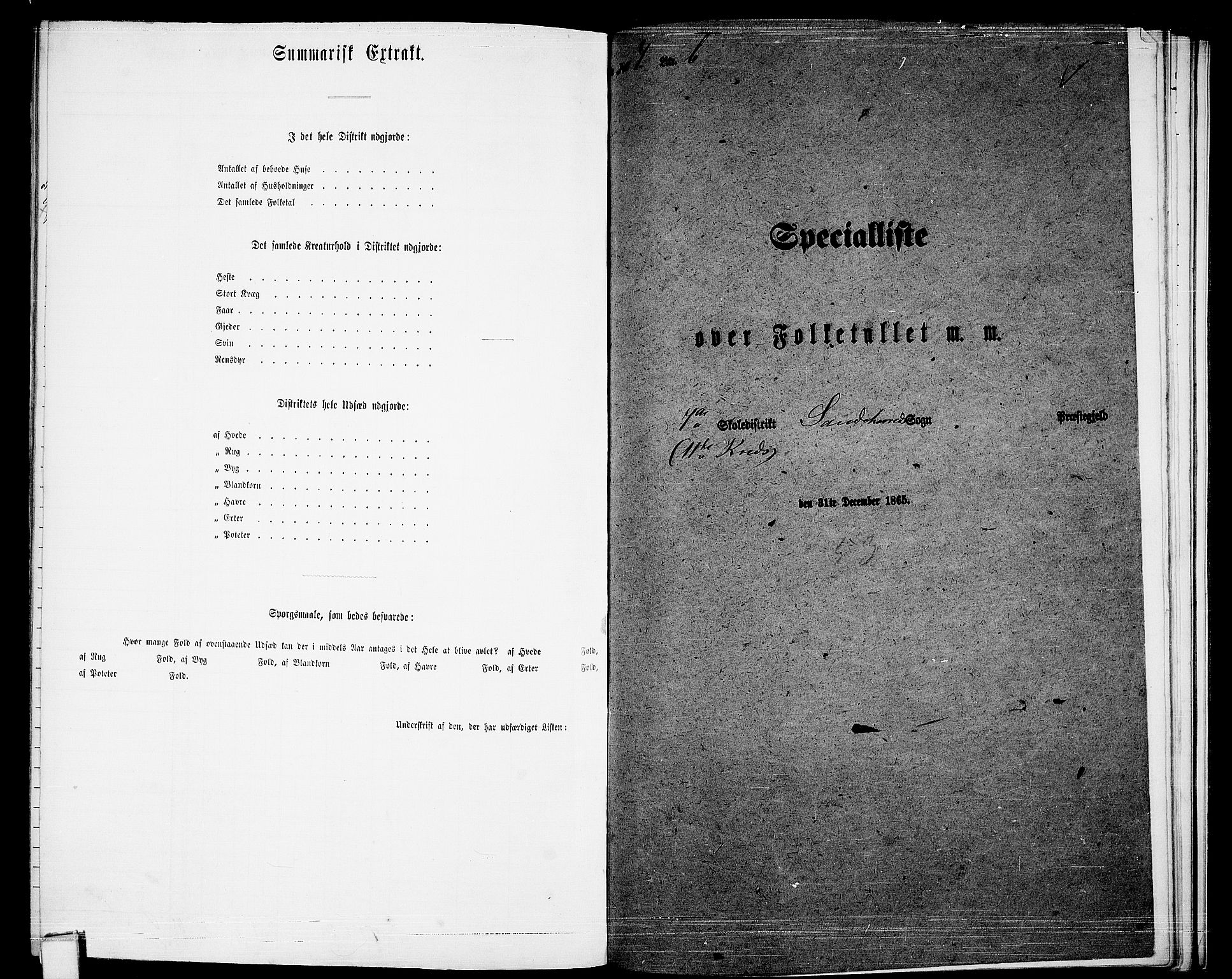 RA, 1865 census for Sandeherred/Sandeherred, 1865, p. 190