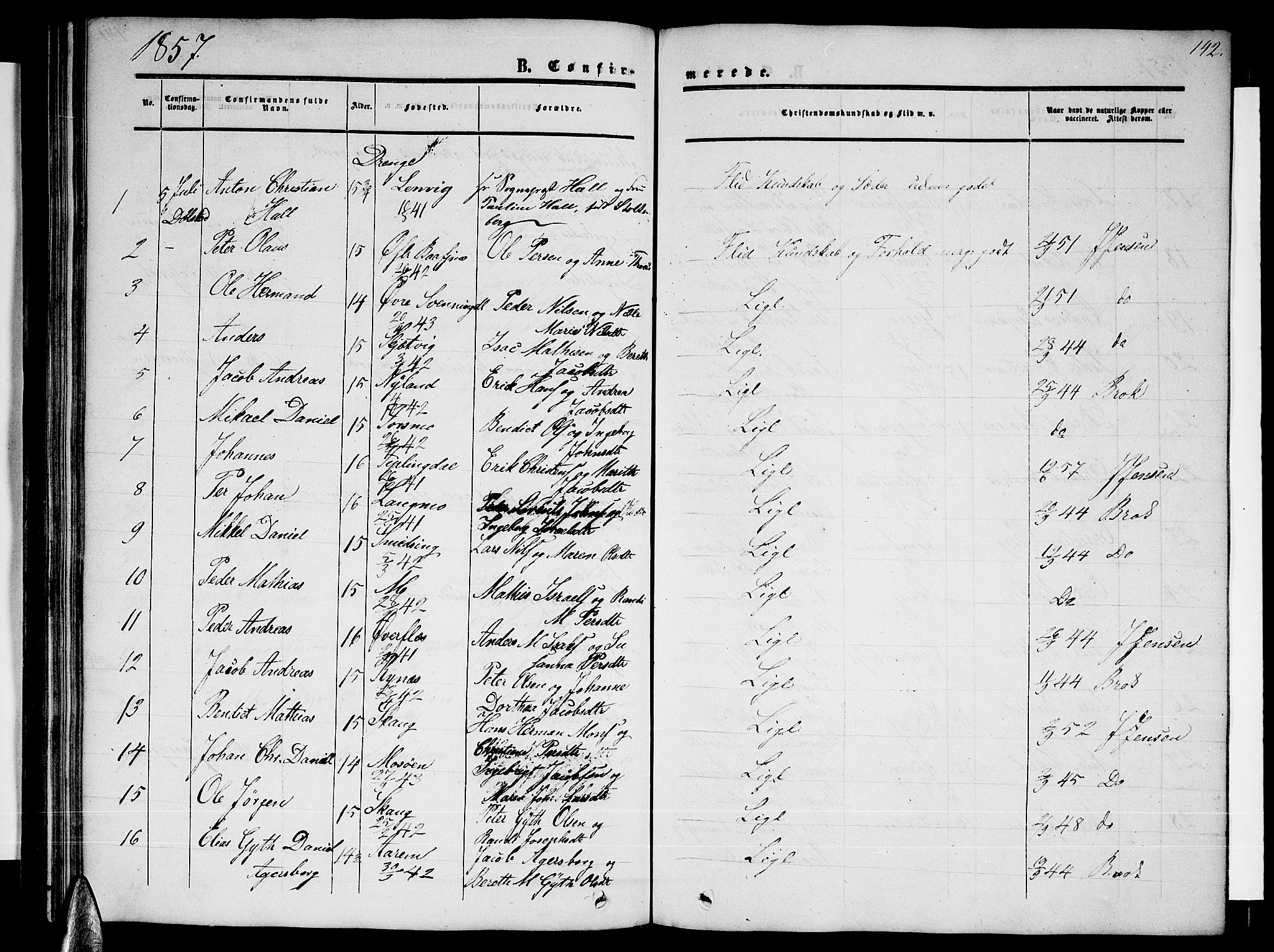 Ministerialprotokoller, klokkerbøker og fødselsregistre - Nordland, AV/SAT-A-1459/820/L0301: Parish register (copy) no. 820C03, 1851-1858, p. 142