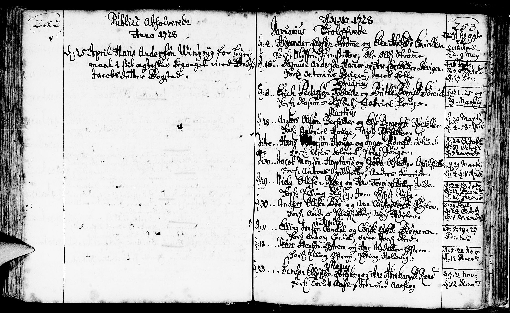 Gloppen sokneprestembete, AV/SAB-A-80101/H/Haa/Haaa/L0002: Parish register (official) no. A 2, 1712-1735, p. 252-253