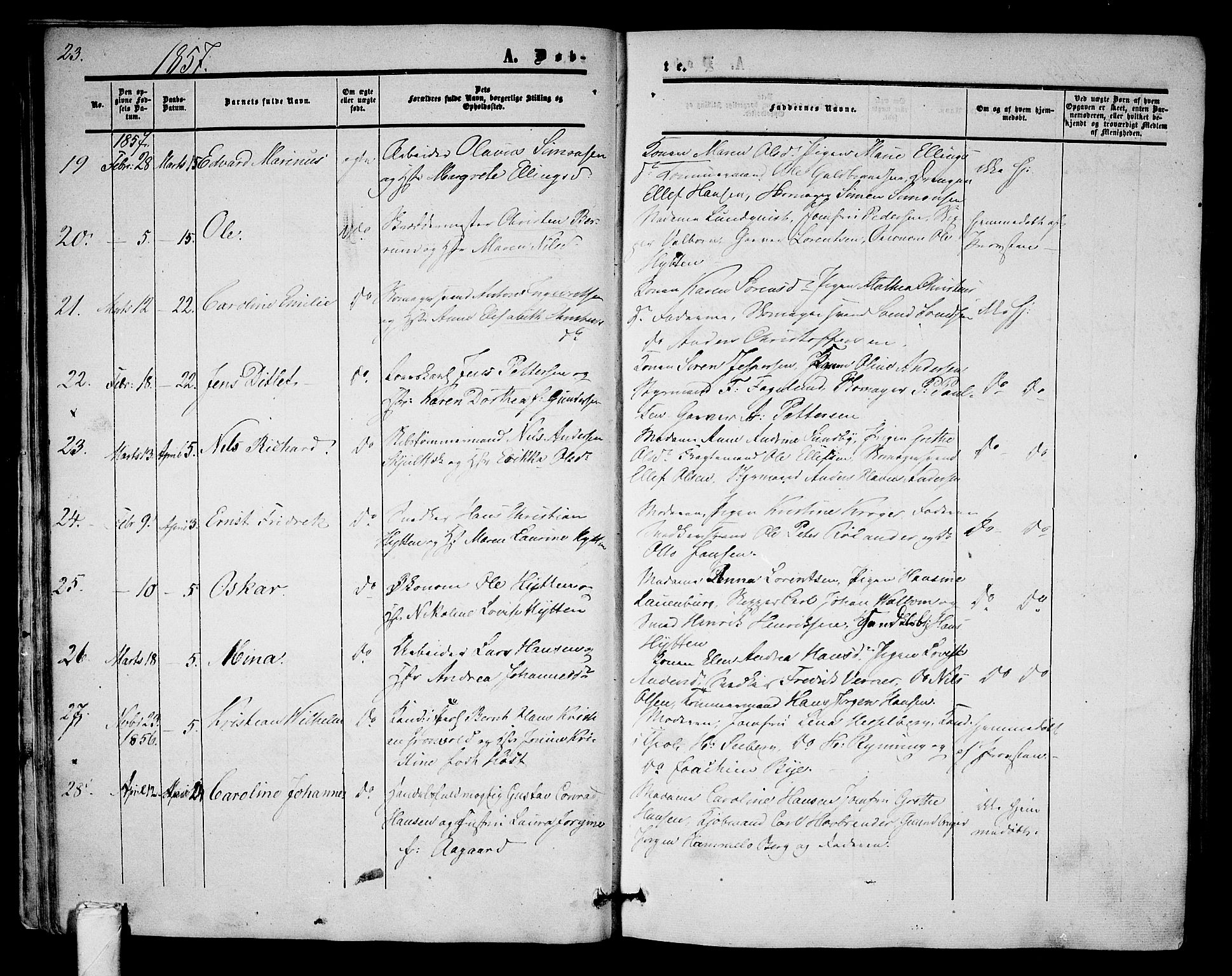 Tønsberg kirkebøker, AV/SAKO-A-330/G/Ga/L0003: Parish register (copy) no. 3, 1855-1864, p. 23