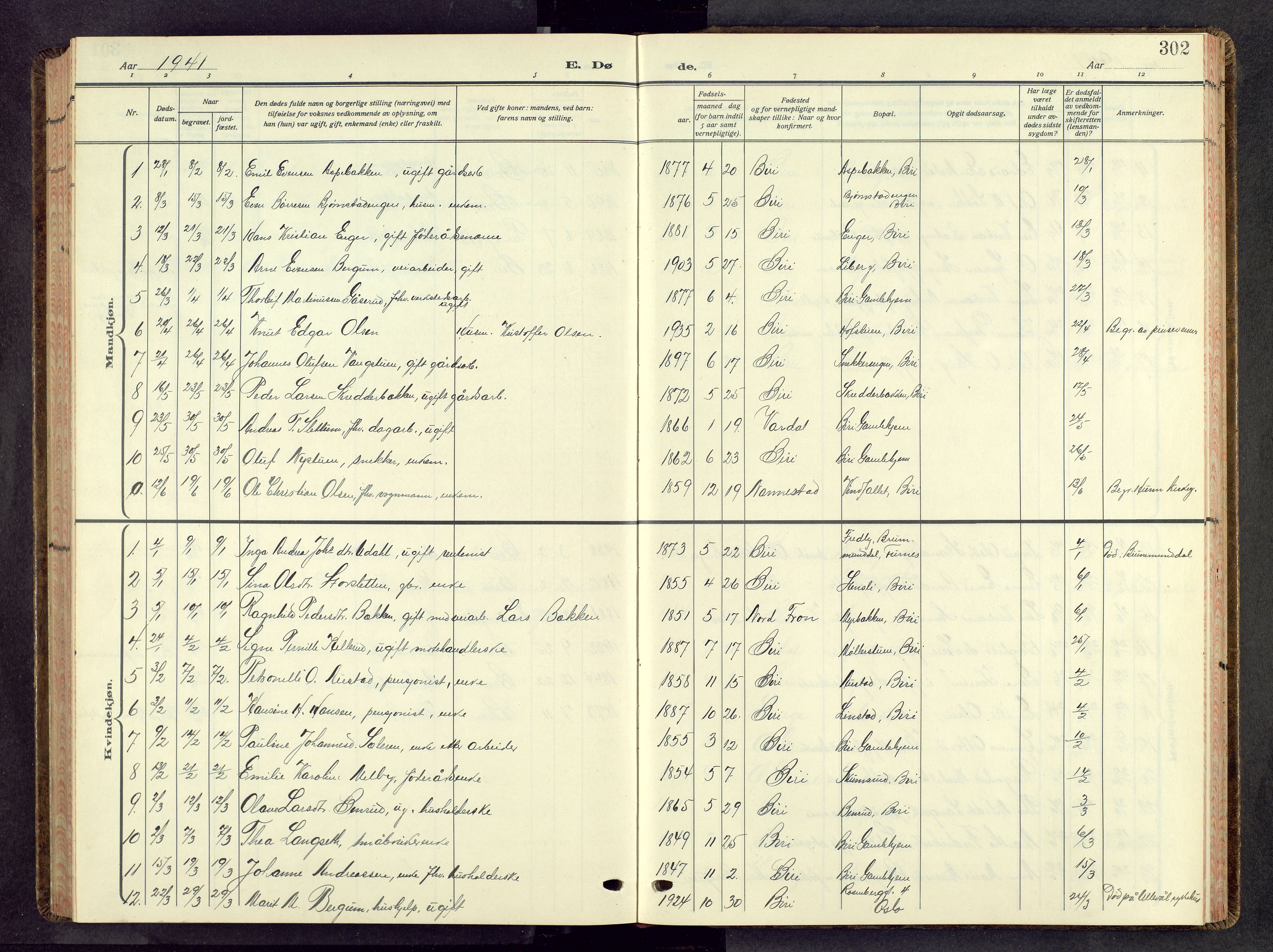 Biri prestekontor, AV/SAH-PREST-096/H/Ha/Hab/L0008: Parish register (copy) no. 8, 1939-1962, p. 302