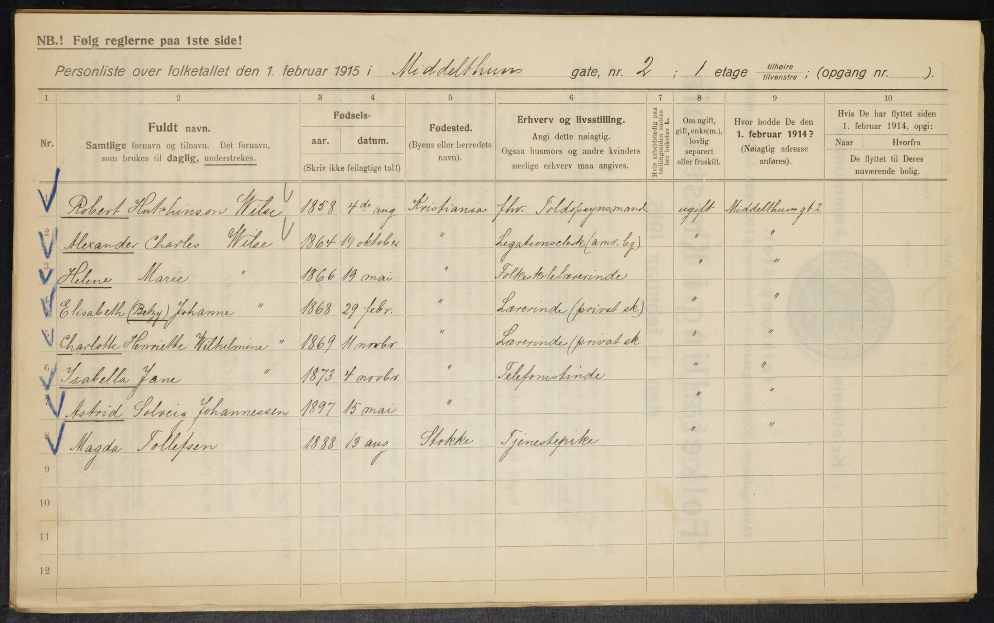 OBA, Municipal Census 1915 for Kristiania, 1915, p. 64727