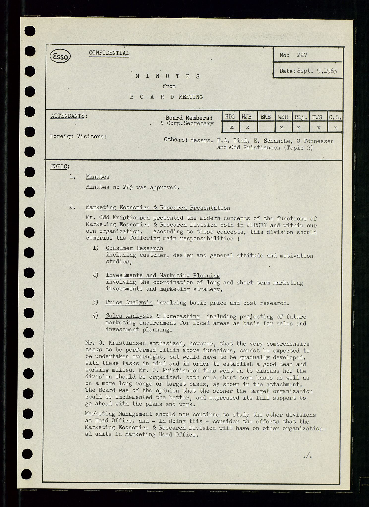 Pa 0982 - Esso Norge A/S, AV/SAST-A-100448/A/Aa/L0002/0001: Den administrerende direksjon Board minutes (styrereferater) / Den administrerende direksjon Board minutes (styrereferater), 1965, p. 55