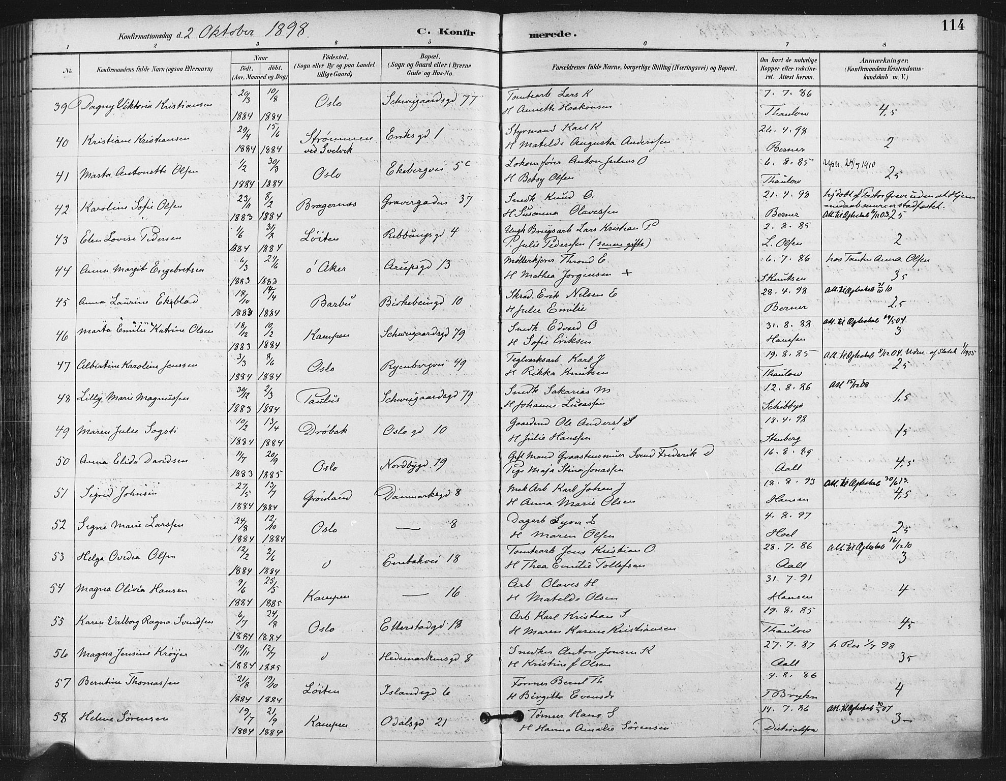Gamlebyen prestekontor Kirkebøker, SAO/A-10884/F/Fa/L0008: Parish register (official) no. 8, 1891-1908, p. 114