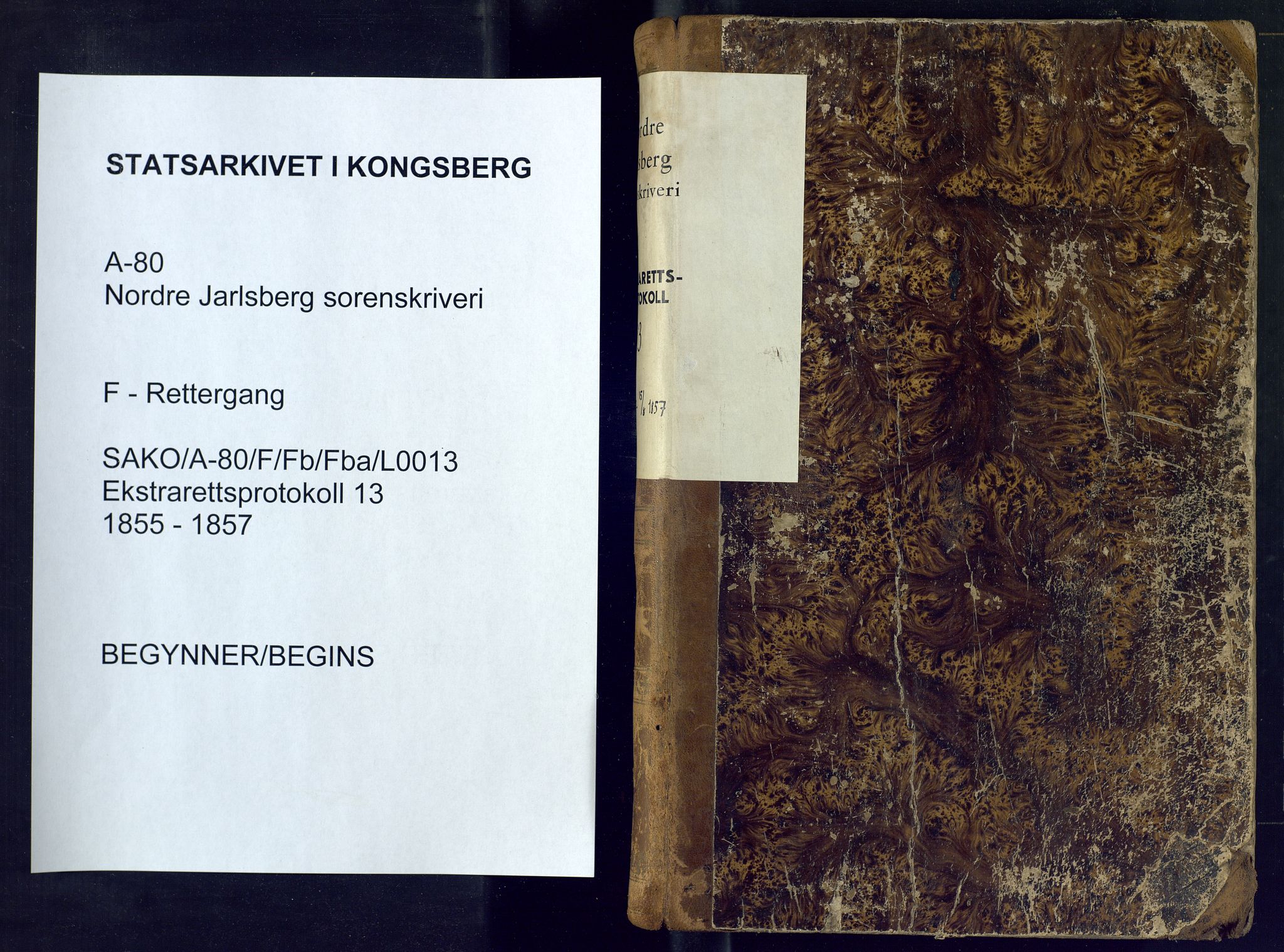 Nordre Jarlsberg sorenskriveri, SAKO/A-80/F/Fb/Fba/L0013: Ekstrarettsprotokoll, 1855-1857