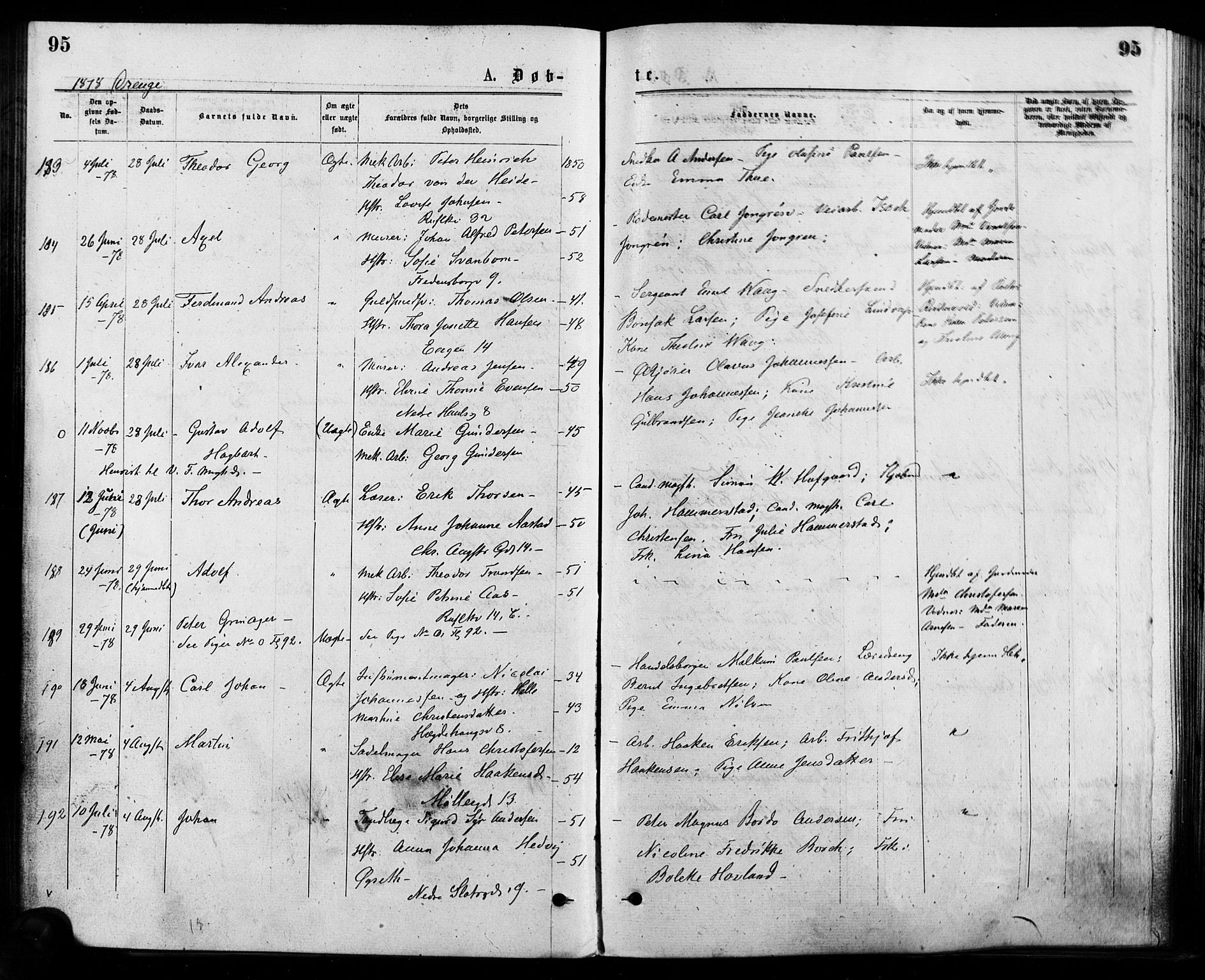 Trefoldighet prestekontor Kirkebøker, SAO/A-10882/F/Fa/L0004: Parish register (official) no. I 4, 1876-1880, p. 95
