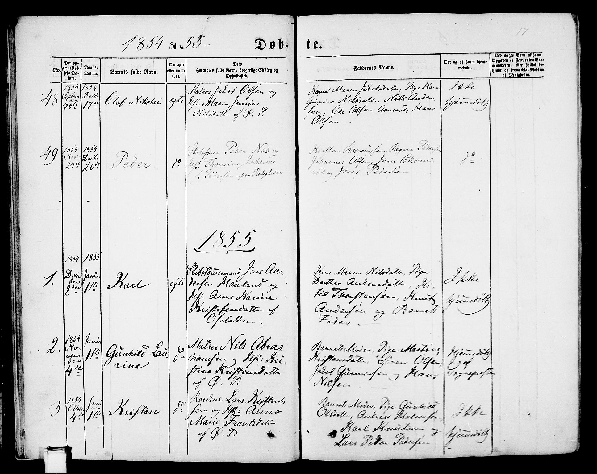 Porsgrunn kirkebøker , SAKO/A-104/G/Gb/L0004: Parish register (copy) no. II 4, 1853-1882, p. 17