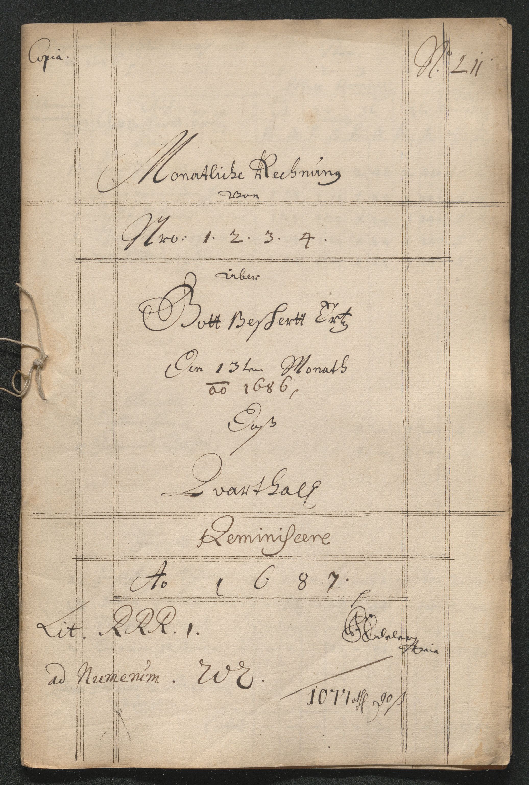 Kongsberg Sølvverk 1623-1816, SAKO/EA-3135/001/D/Dc/Dcd/L0064: Utgiftsregnskap for gruver m.m. , 1687, p. 1