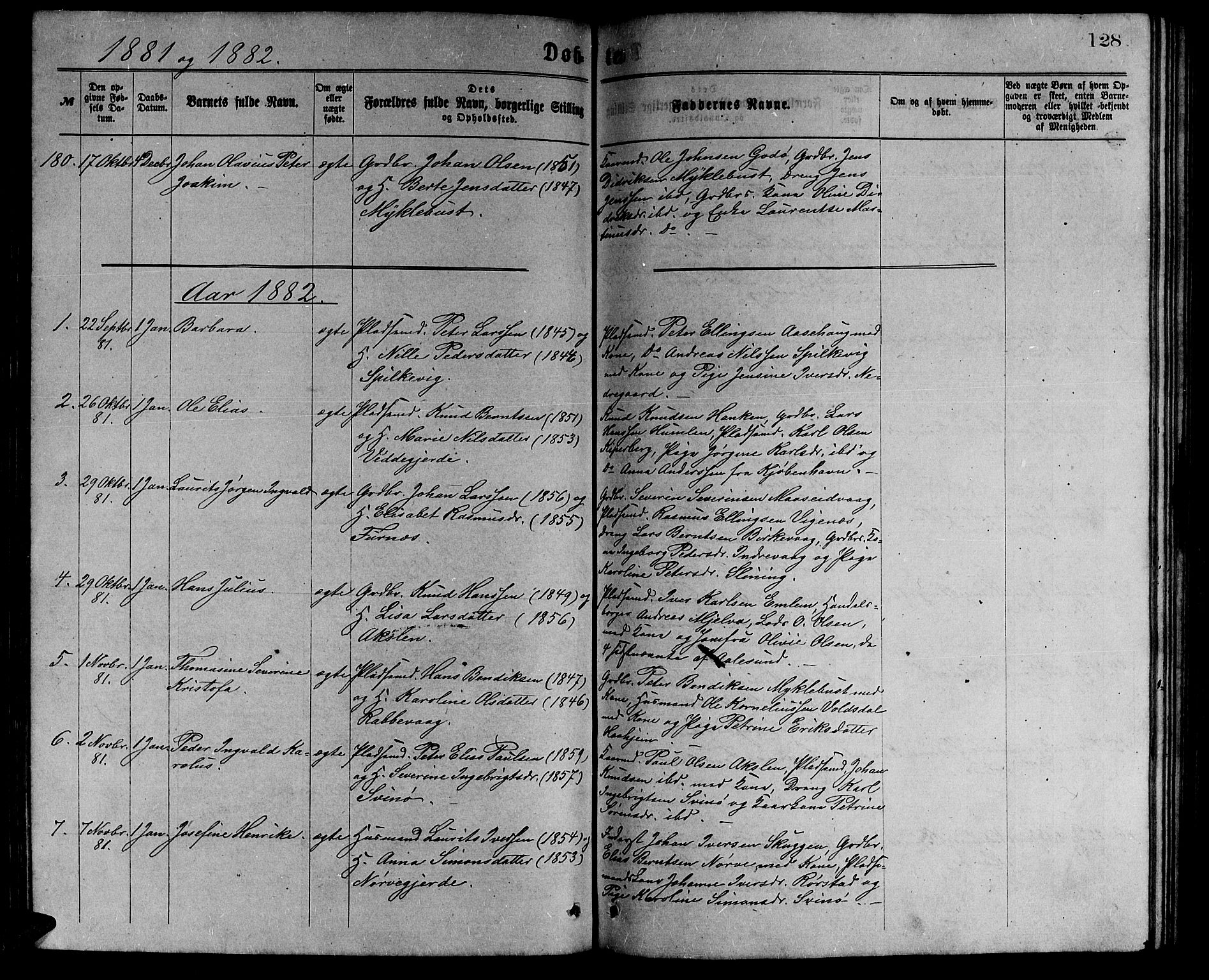 Ministerialprotokoller, klokkerbøker og fødselsregistre - Møre og Romsdal, AV/SAT-A-1454/528/L0429: Parish register (copy) no. 528C10, 1872-1886, p. 128