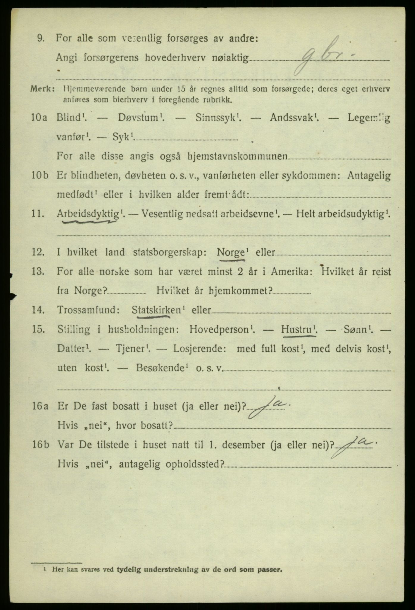 SAB, 1920 census for Aurland, 1920, p. 4747