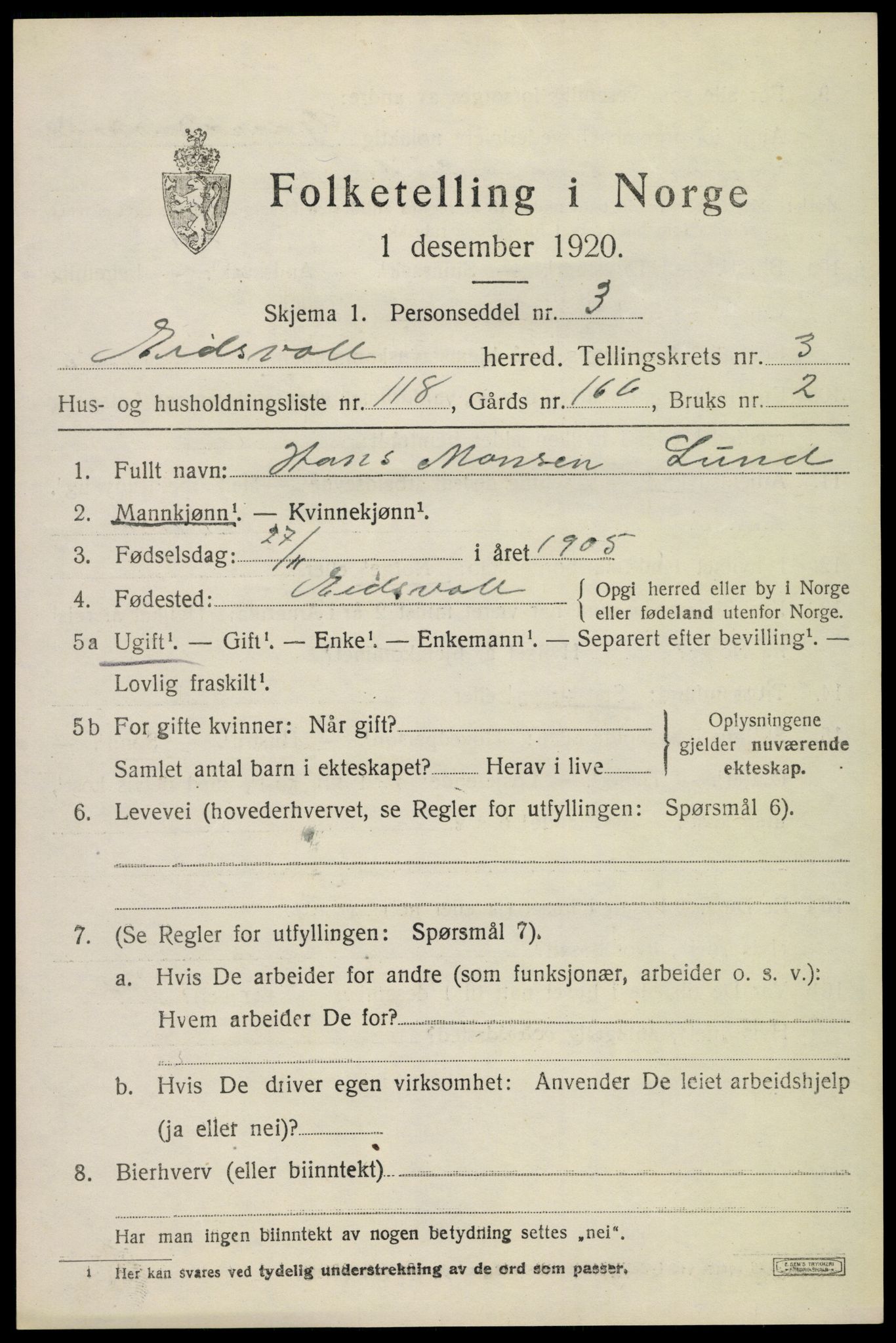 SAO, 1920 census for Eidsvoll, 1920, p. 9057