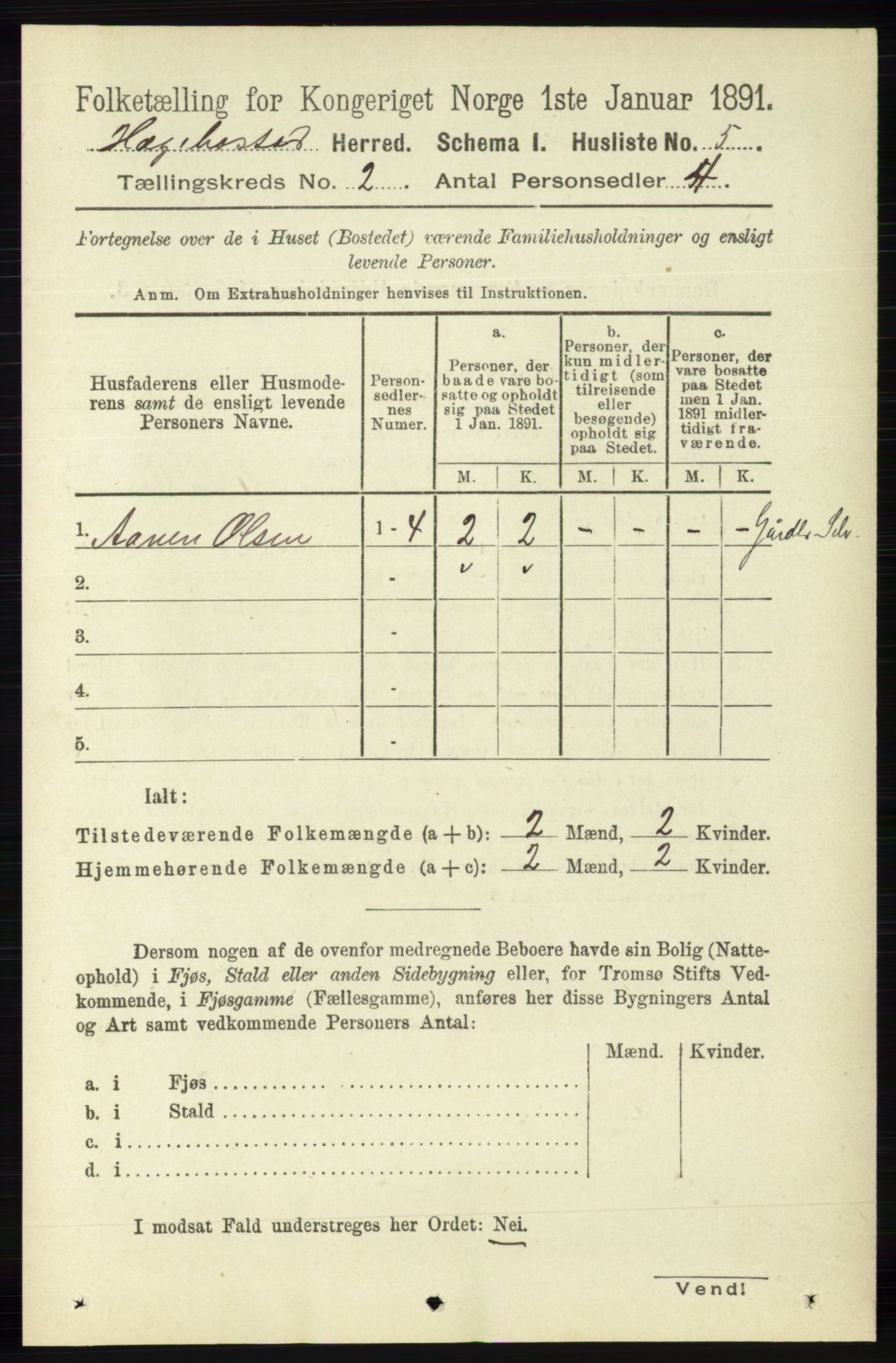 RA, 1891 census for 1034 Hægebostad, 1891, p. 440