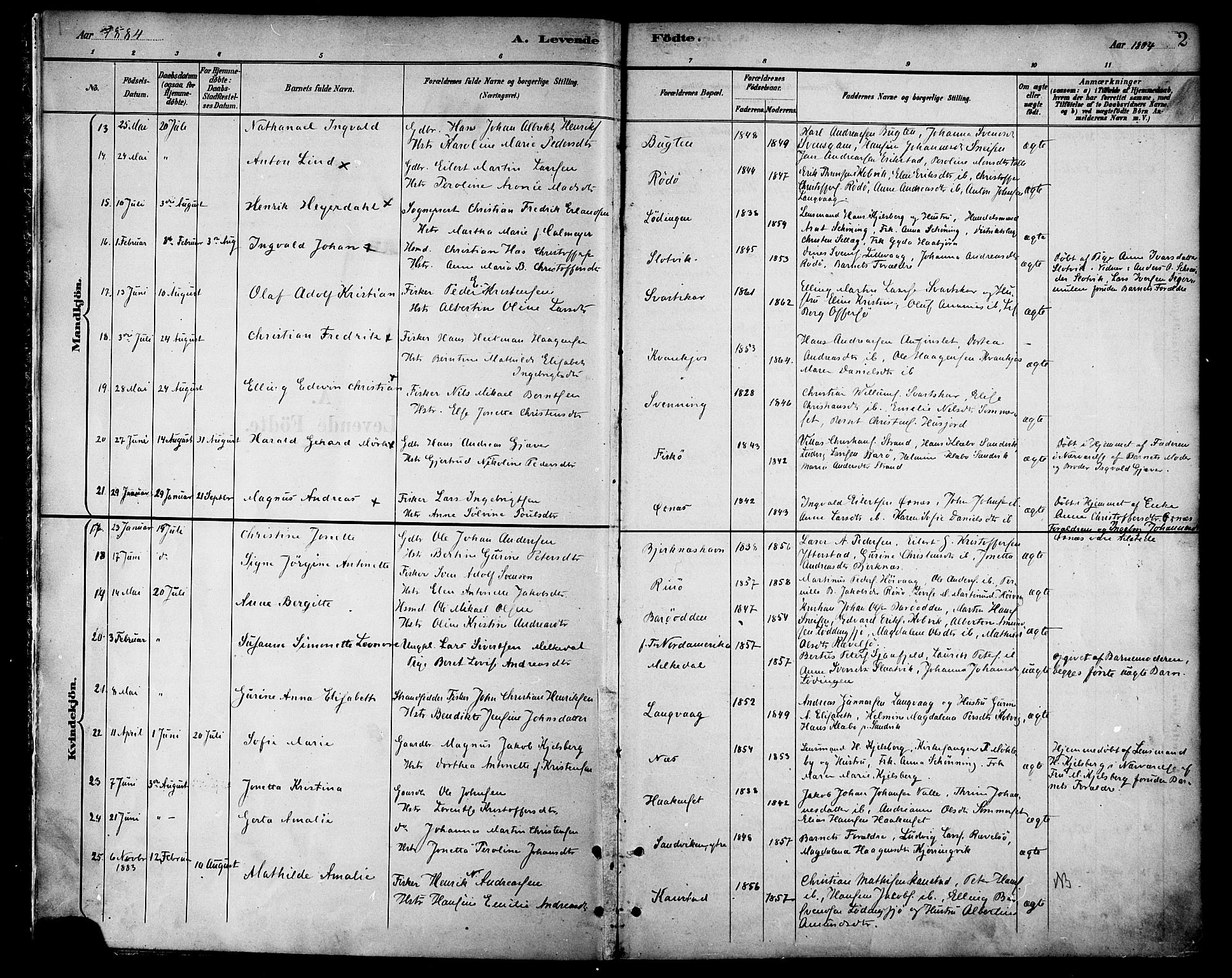 Ministerialprotokoller, klokkerbøker og fødselsregistre - Nordland, SAT/A-1459/872/L1035: Parish register (official) no. 872A10, 1884-1896, p. 2