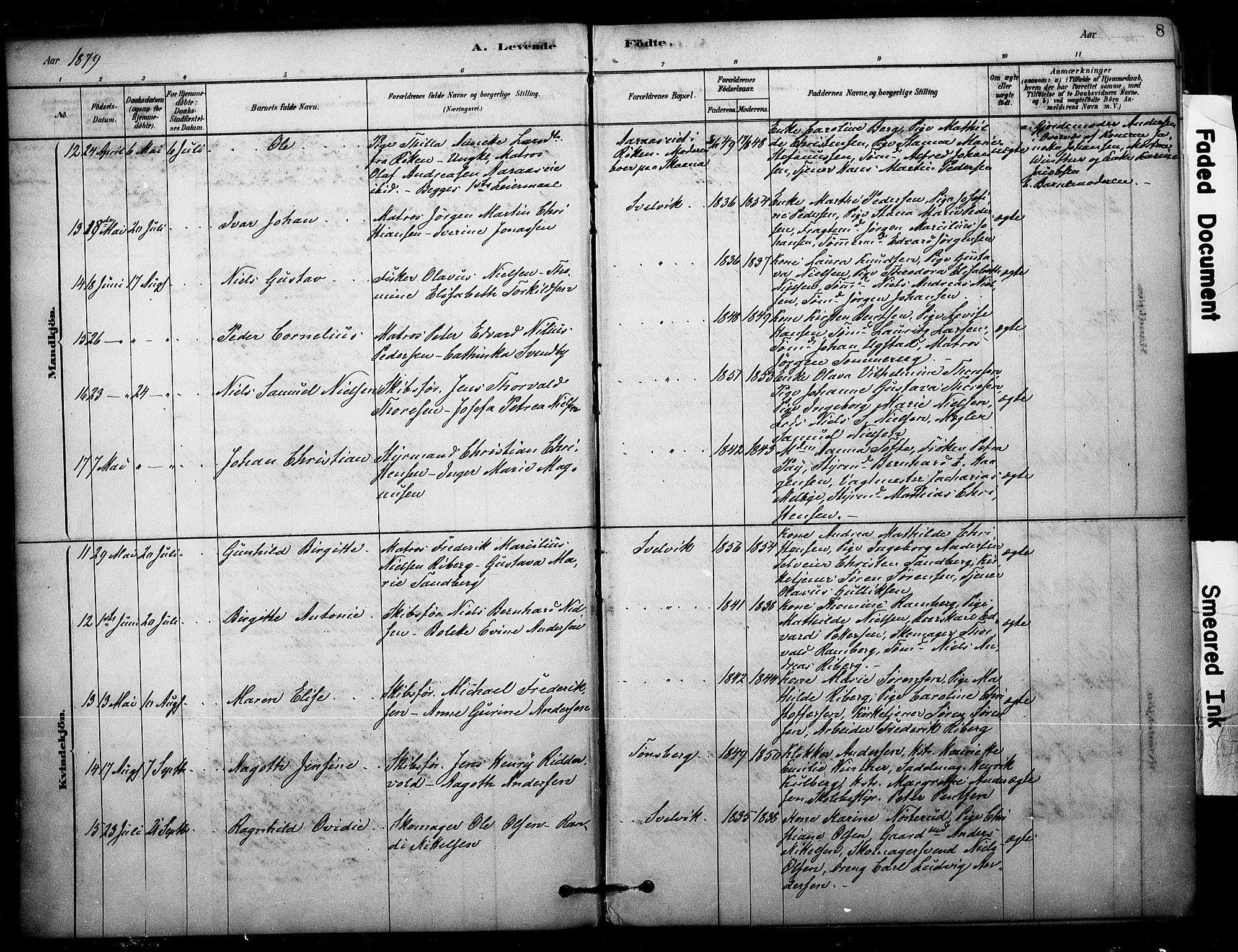 Strømm kirkebøker, AV/SAKO-A-322/F/Fb/L0001: Parish register (official) no. II 1, 1878-1899, p. 8