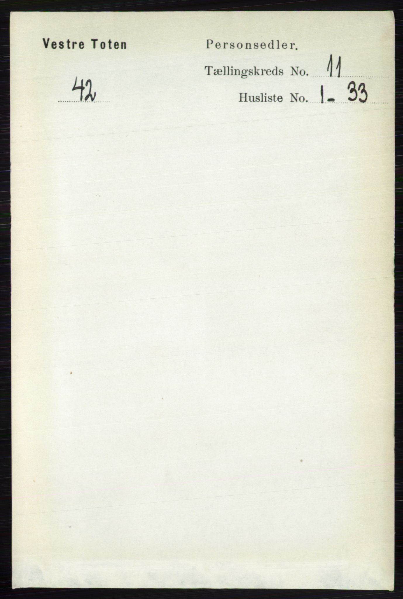 RA, 1891 census for 0529 Vestre Toten, 1891, p. 6705