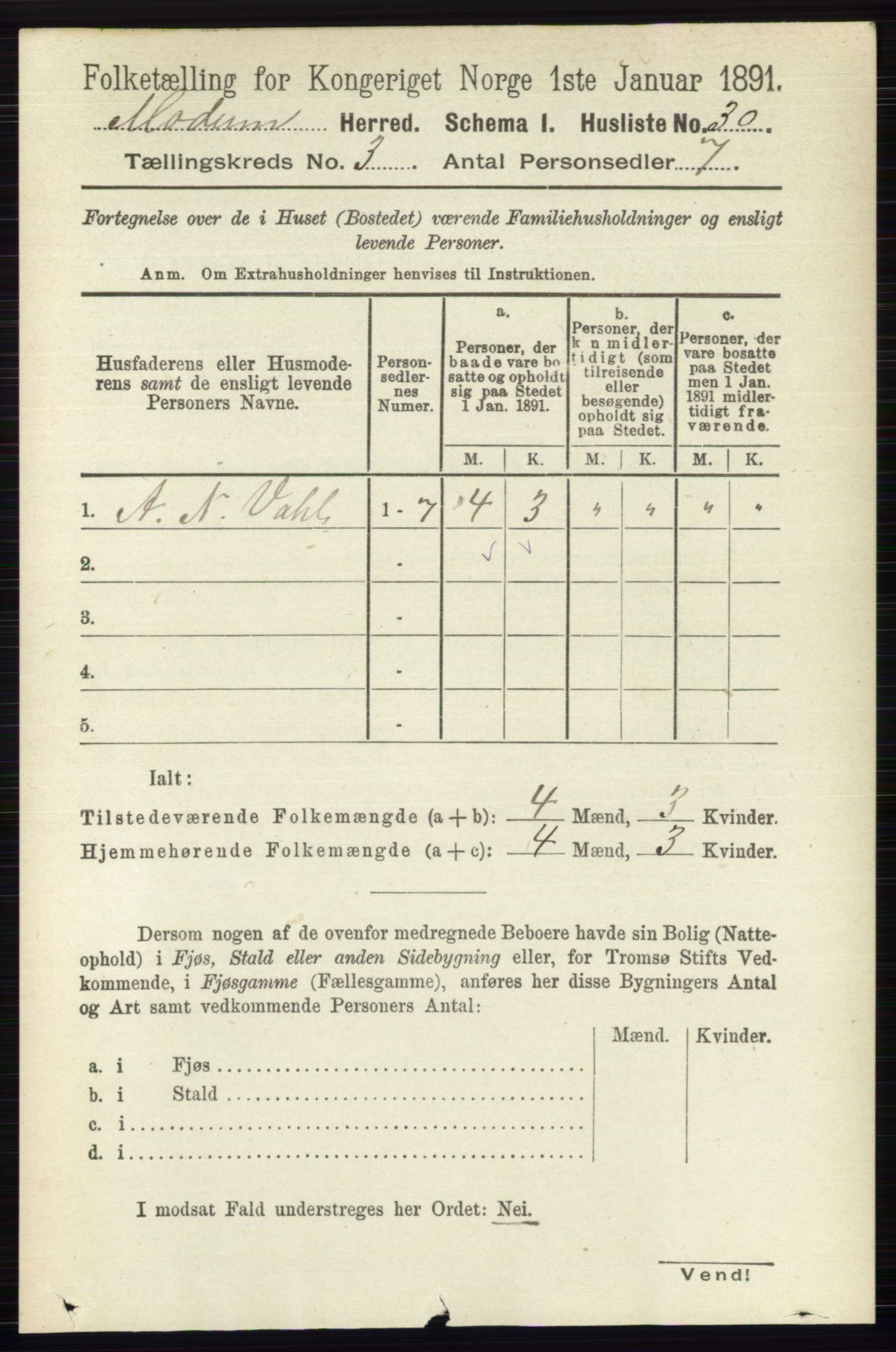 RA, 1891 census for 0623 Modum, 1891, p. 711