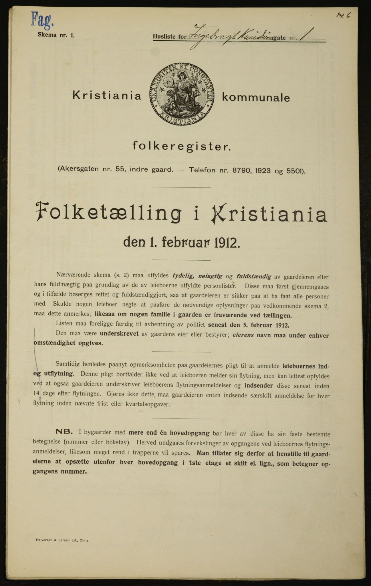 OBA, Municipal Census 1912 for Kristiania, 1912, p. 44195