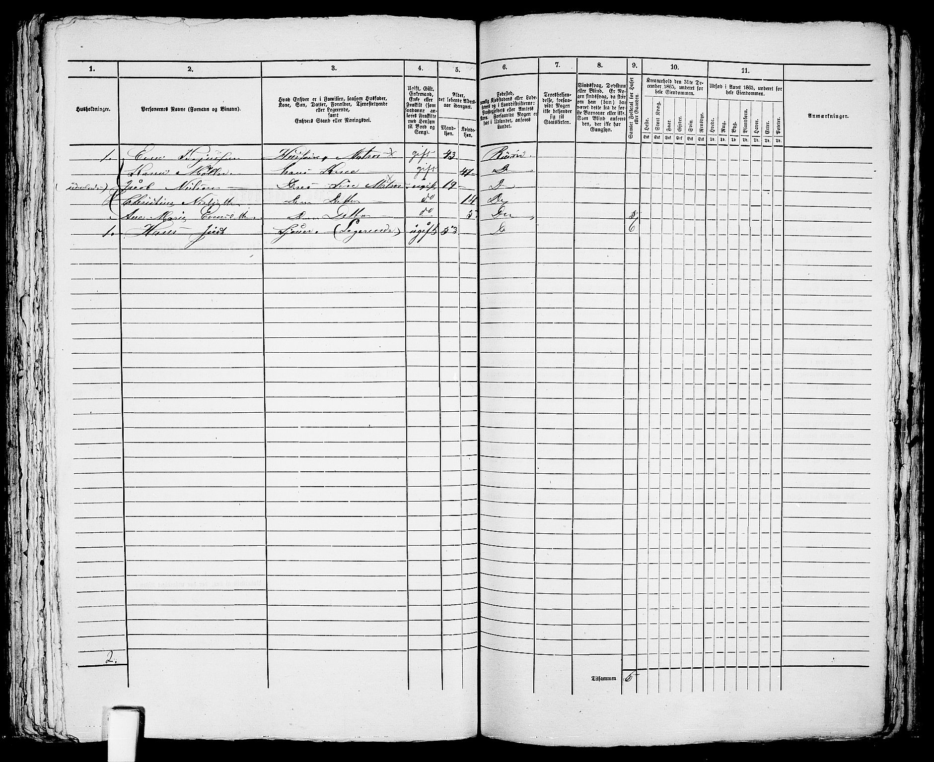 RA, 1865 census for Risør/Risør, 1865, p. 610