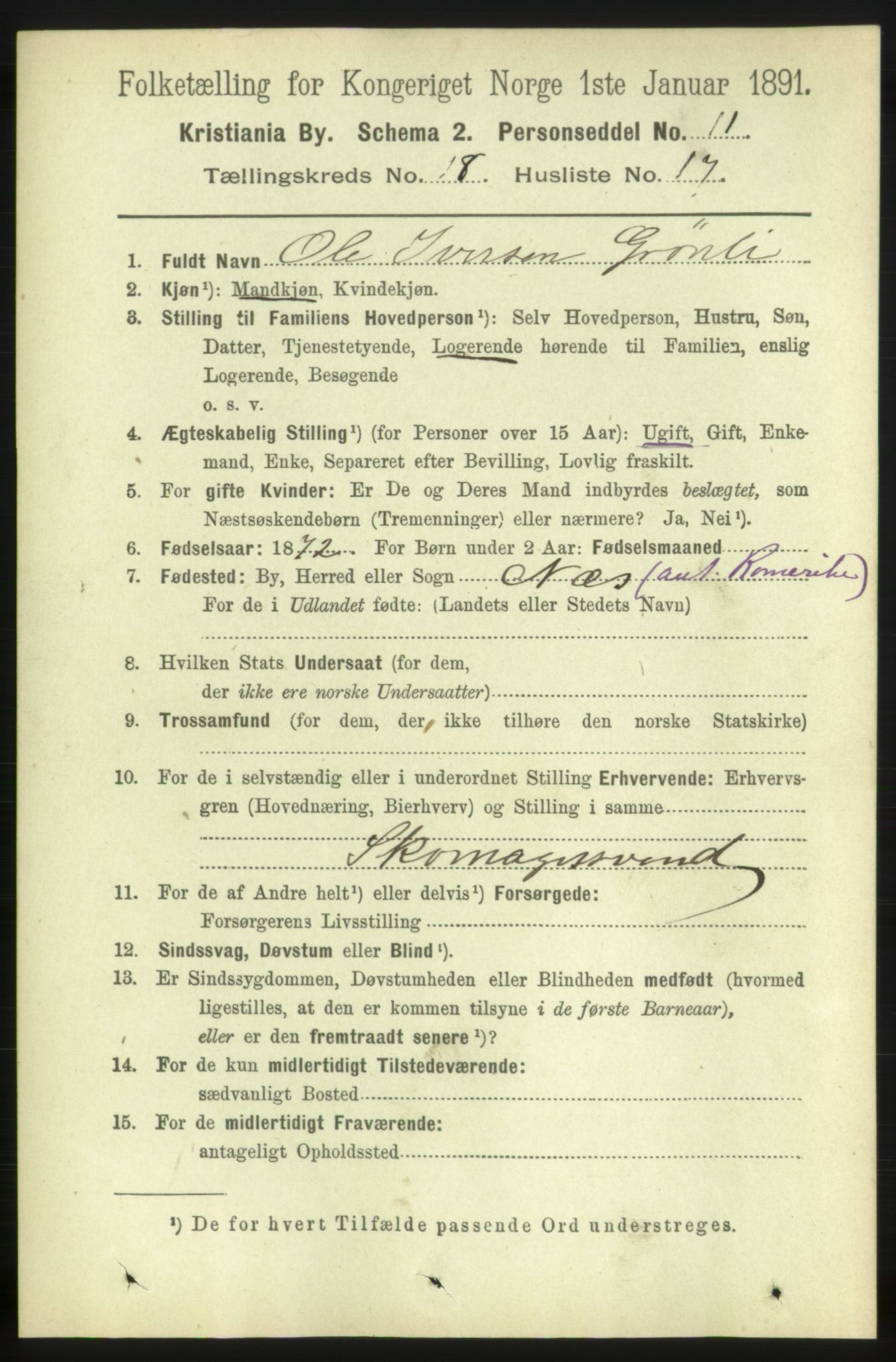 RA, 1891 census for 0301 Kristiania, 1891, p. 9330