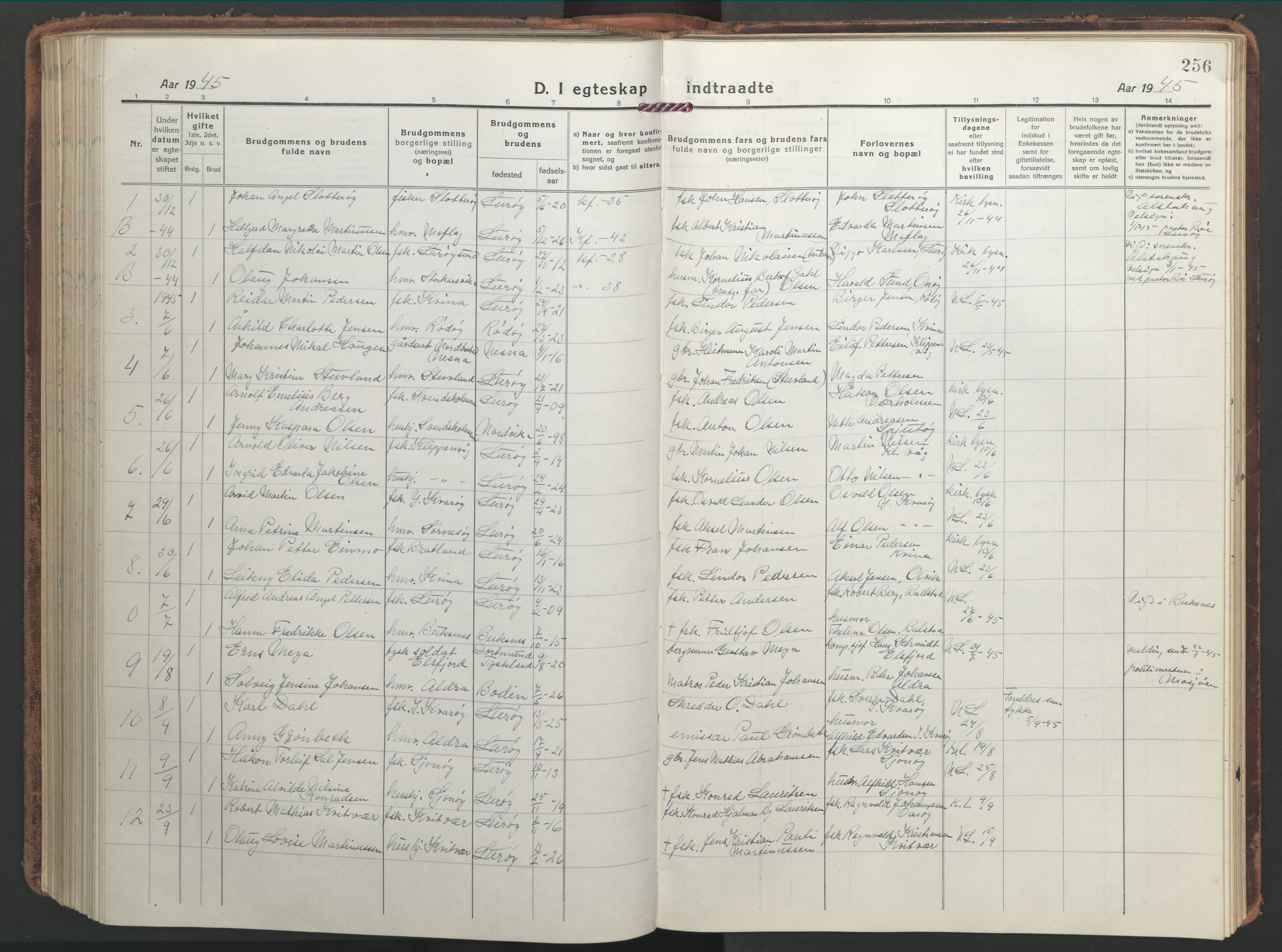 Ministerialprotokoller, klokkerbøker og fødselsregistre - Nordland, AV/SAT-A-1459/839/L0574: Parish register (copy) no. 839C04, 1918-1950, p. 256