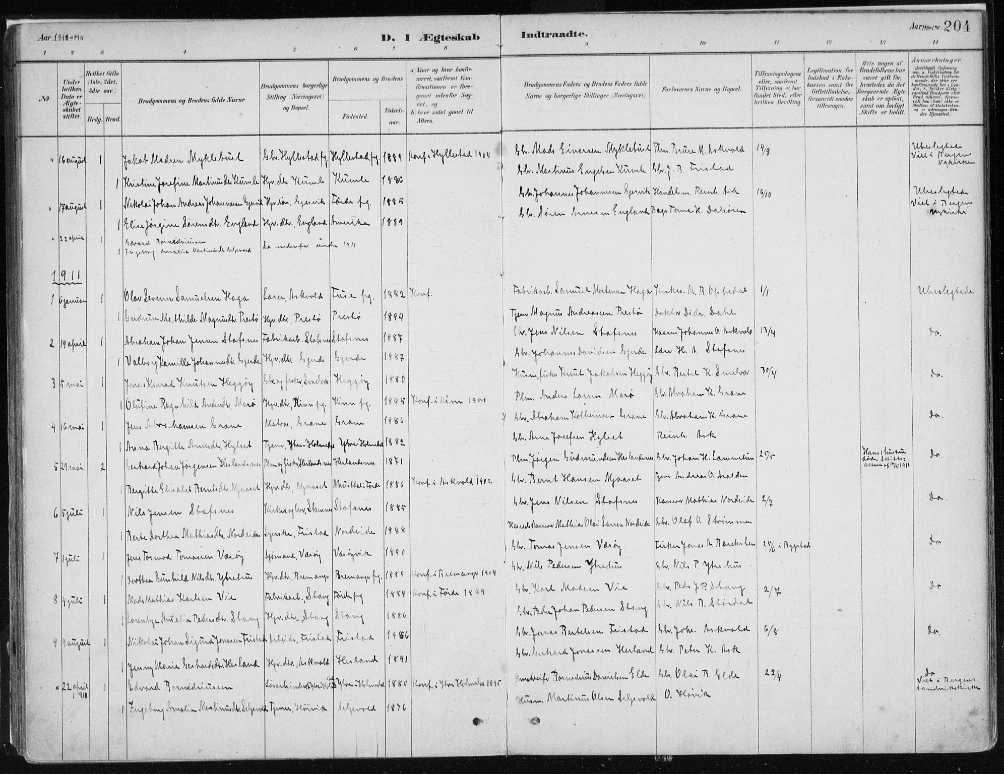 Askvoll sokneprestembete, SAB/A-79501/H/Haa/Haab/L0002: Parish register (official) no. B 2, 1879-1909, p. 204
