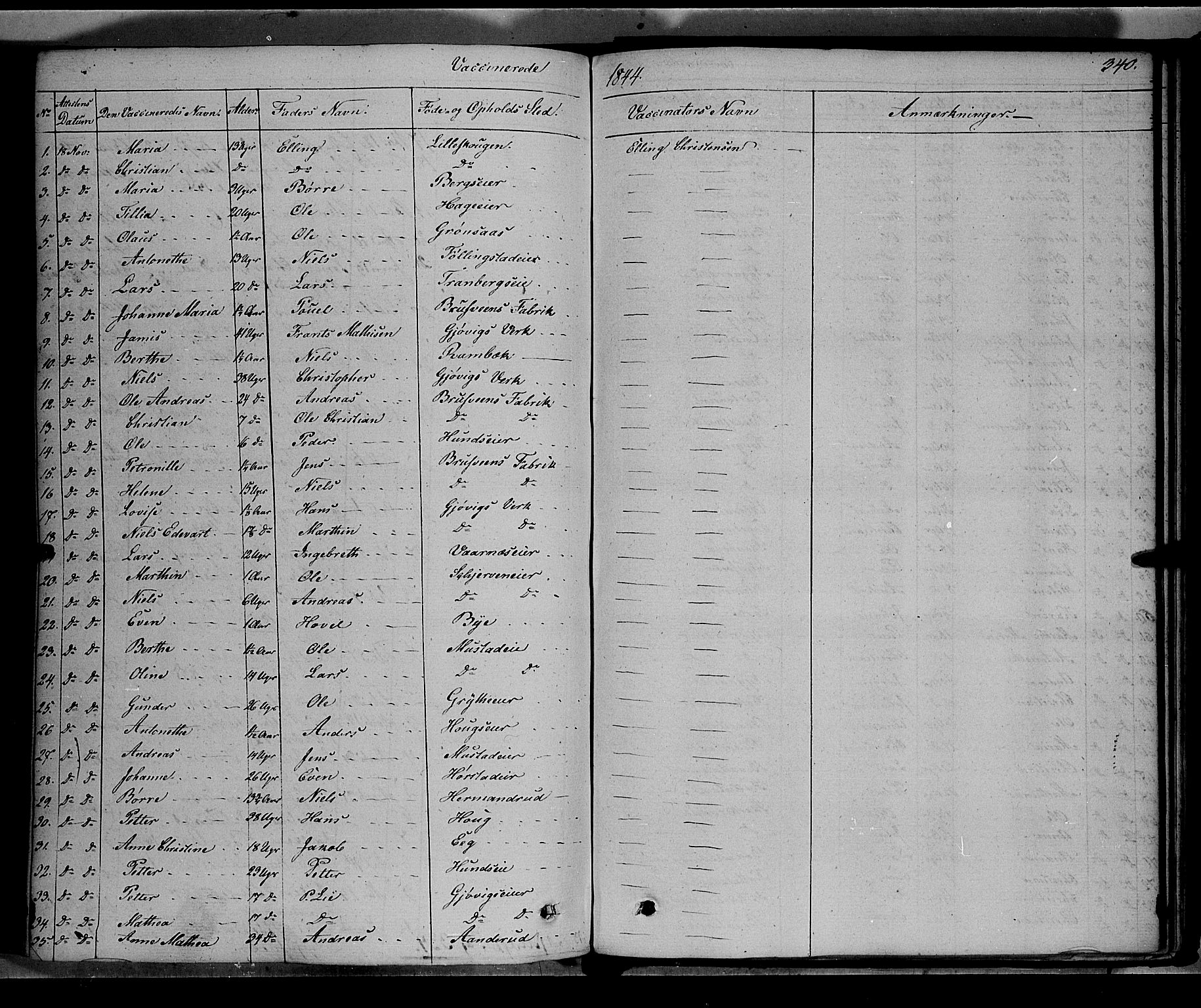 Vardal prestekontor, SAH/PREST-100/H/Ha/Haa/L0005: Parish register (official) no. 5, 1831-1853, p. 340