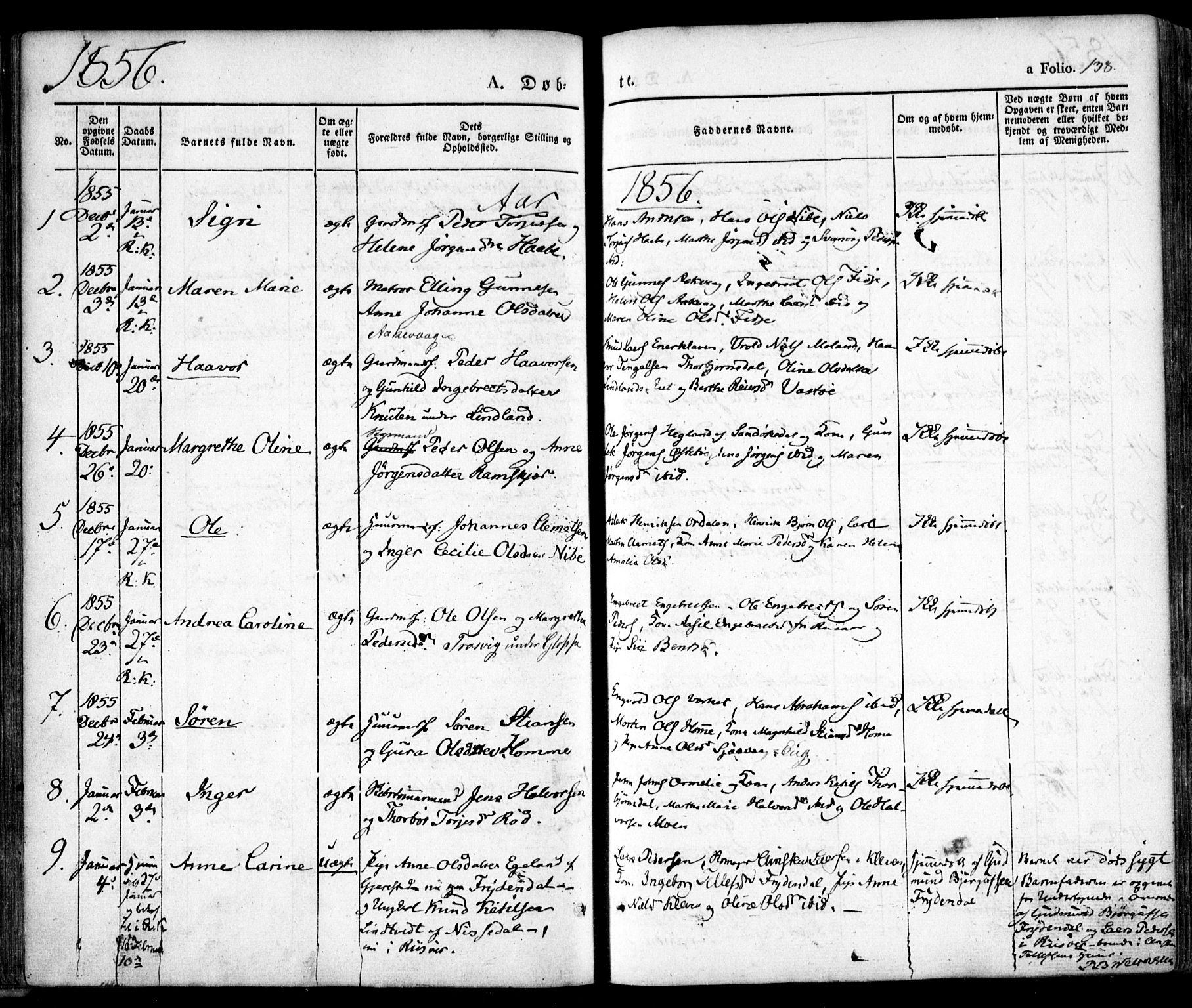 Søndeled sokneprestkontor, SAK/1111-0038/F/Fa/L0002: Parish register (official) no. A 2, 1839-1860, p. 138