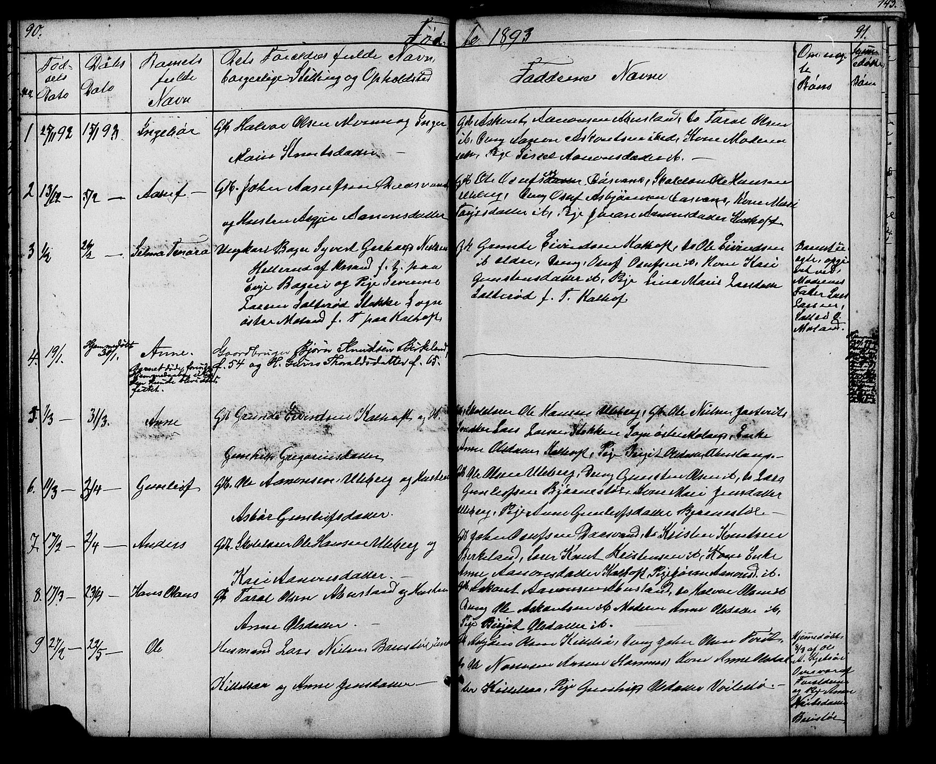 Evje sokneprestkontor, SAK/1111-0008/F/Fb/Fbb/L0002: Parish register (copy) no. B 2, 1879-1909, p. 90-91