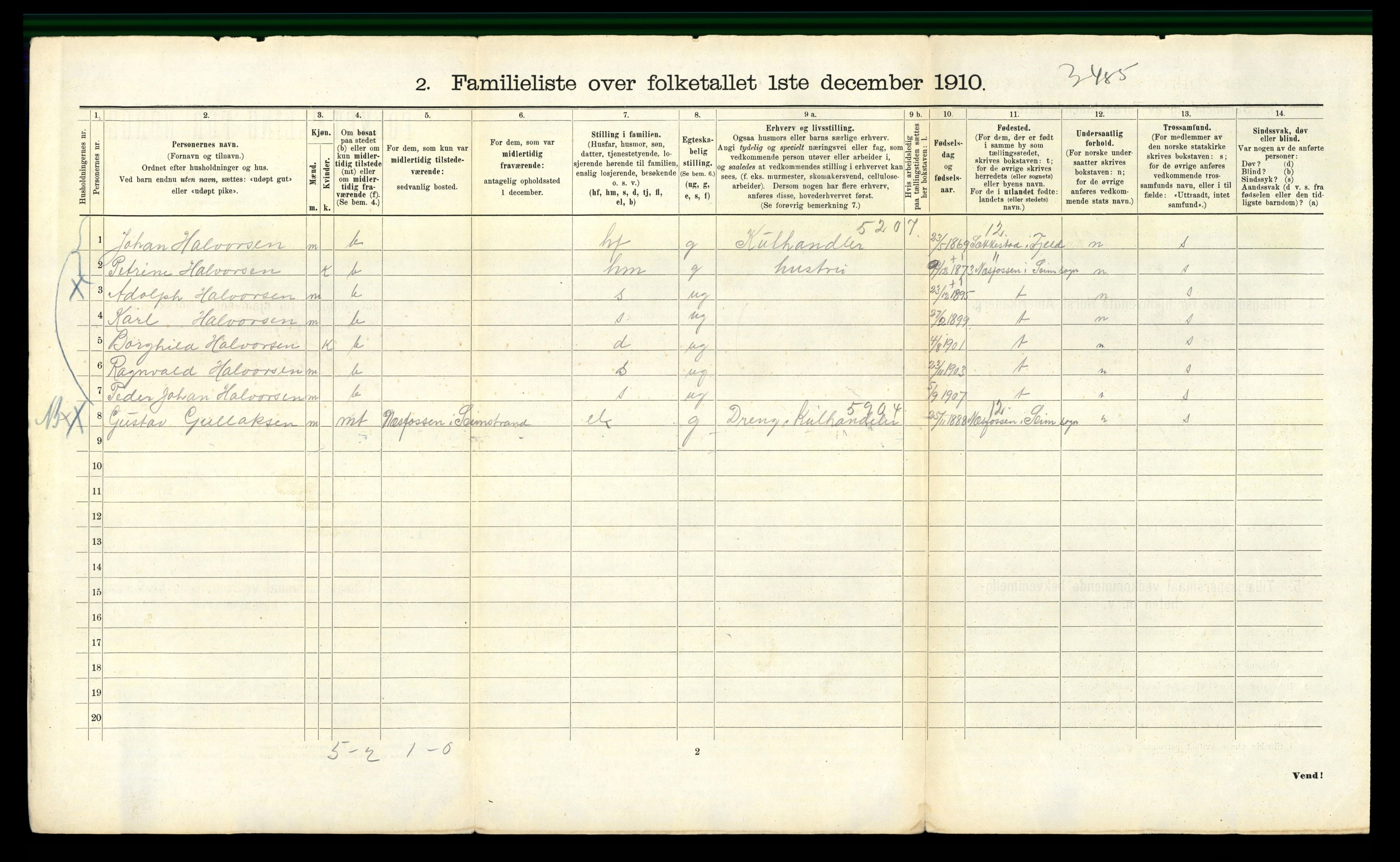 RA, 1910 census for Bergen, 1910, p. 30850