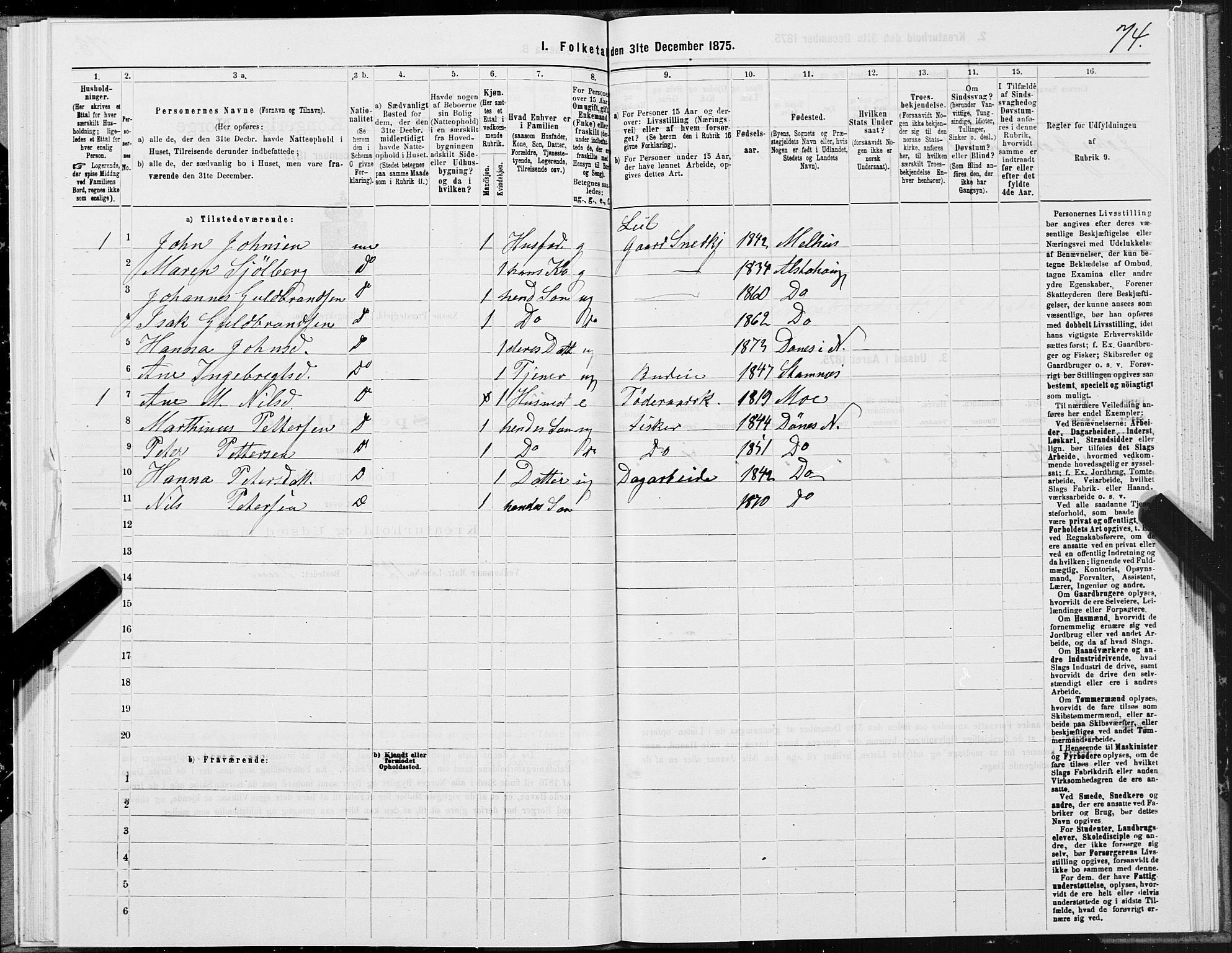 SAT, 1875 census for 1828P Nesna, 1875, p. 6074