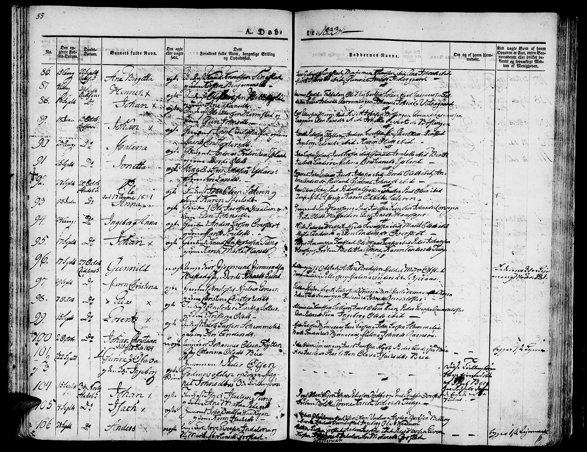 Ministerialprotokoller, klokkerbøker og fødselsregistre - Sør-Trøndelag, SAT/A-1456/646/L0609: Parish register (official) no. 646A07, 1826-1838, p. 55