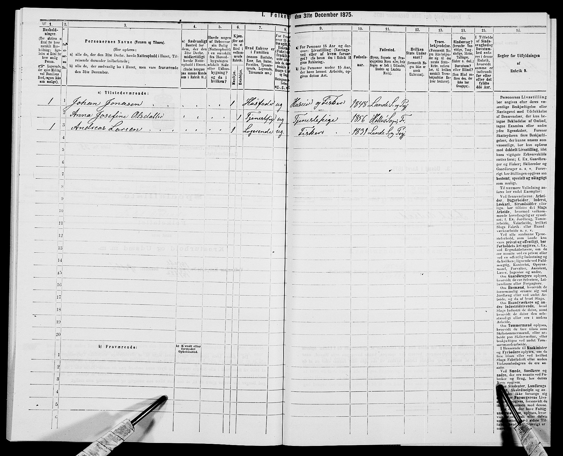 SAK, 1875 census for 1042L Flekkefjord/Nes og Hidra, 1875, p. 856