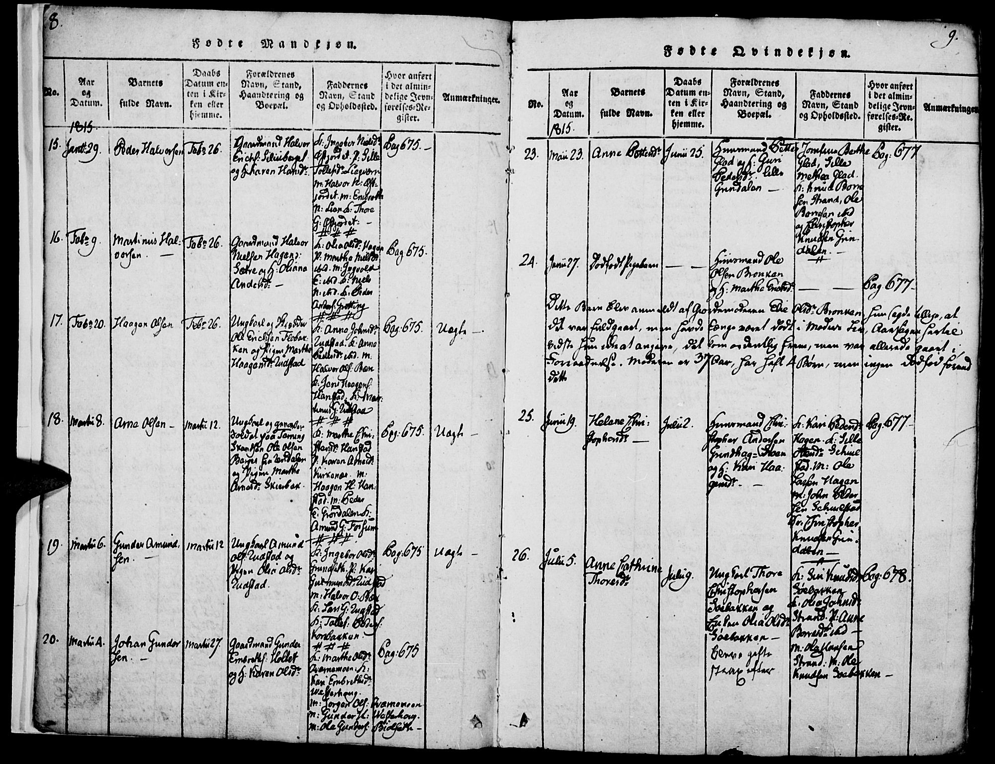 Elverum prestekontor, AV/SAH-PREST-044/H/Ha/Haa/L0007: Parish register (official) no. 7, 1815-1830, p. 8-9